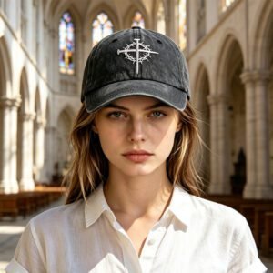 2pcs Crown Baseball Cap For Men Women, Crown Of Thorns Nail Cross Embroidery Christian Faith Hat