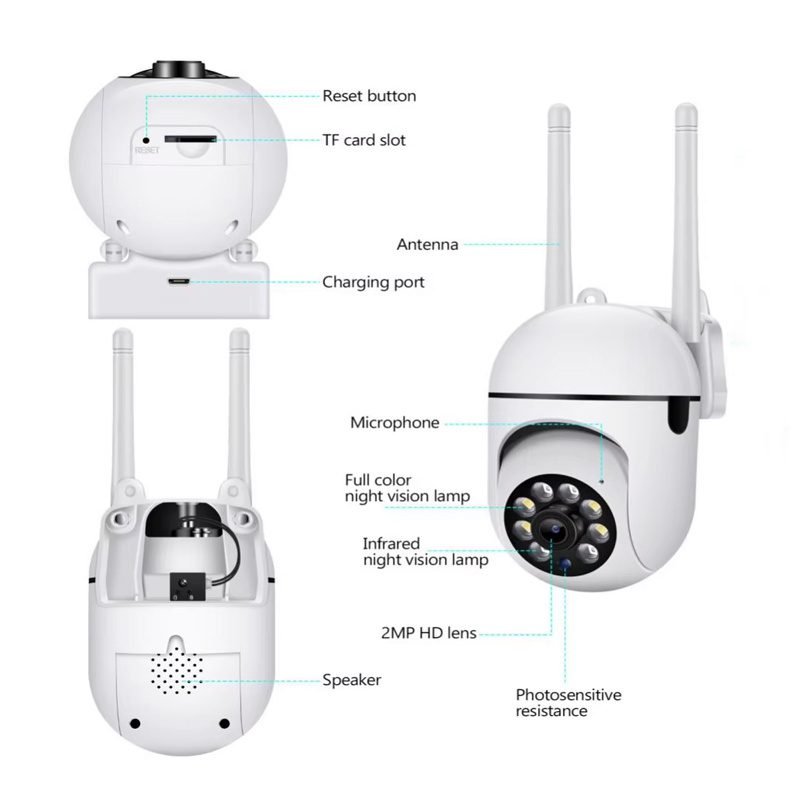 1080P 2MP WiFi Home Security CCTV Camera With Night Vision PTZ - Image 6