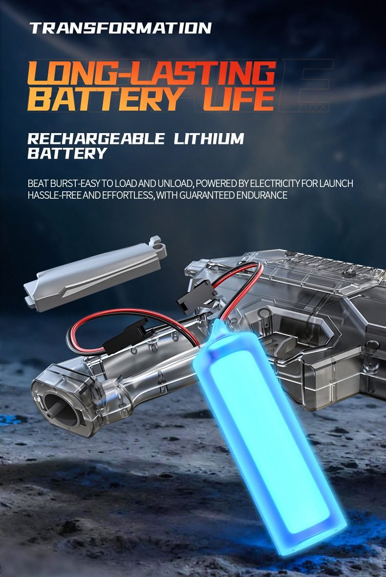 Kids Space Electric Water Gun Transformable Flashing Light & Sim Recoil Water Blaster Toy - Image 2