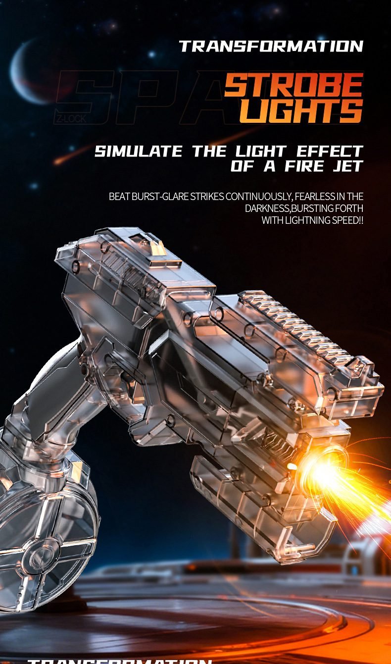 Kids Space Electric Water Gun Transformable Flashing Light & Sim Recoil Water Blaster Toy - Image 3