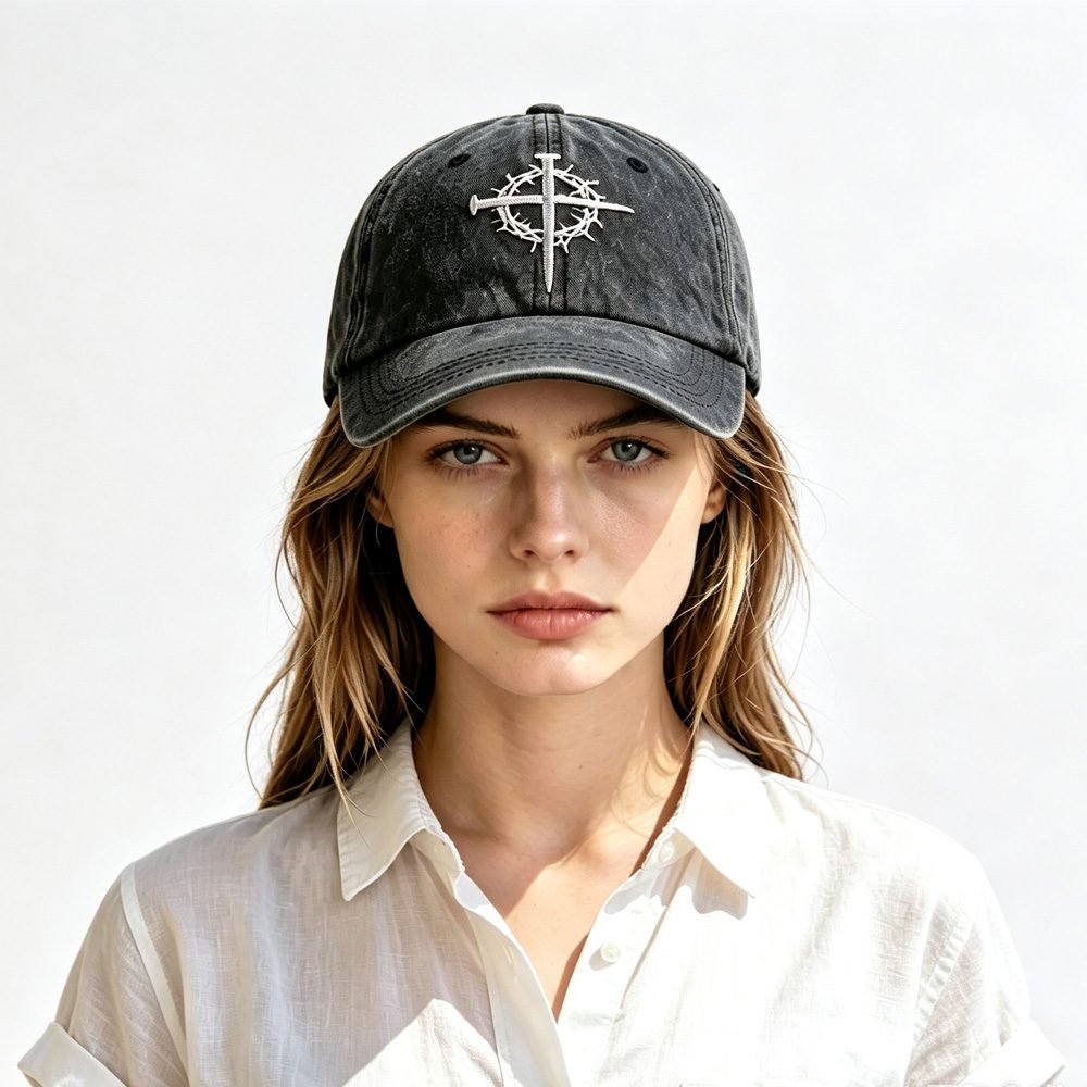 2pcs Crown Baseball Cap For Men Women, Crown Of Thorns Nail Cross Embroidery Christian Faith Hat - Image 6