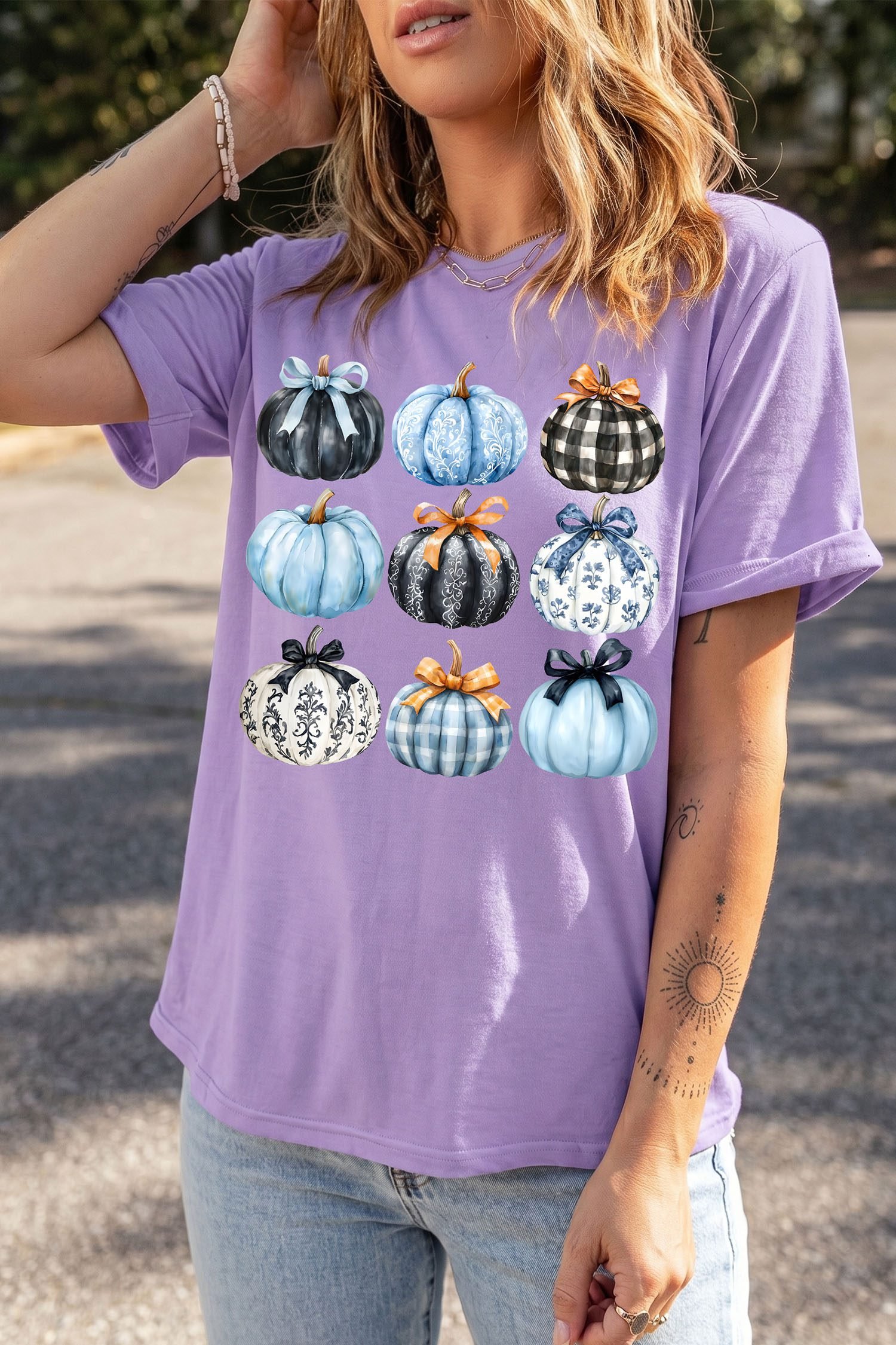 Wisteria Chic Pumpkin Graphic Relaxed T Shirt - Image 7