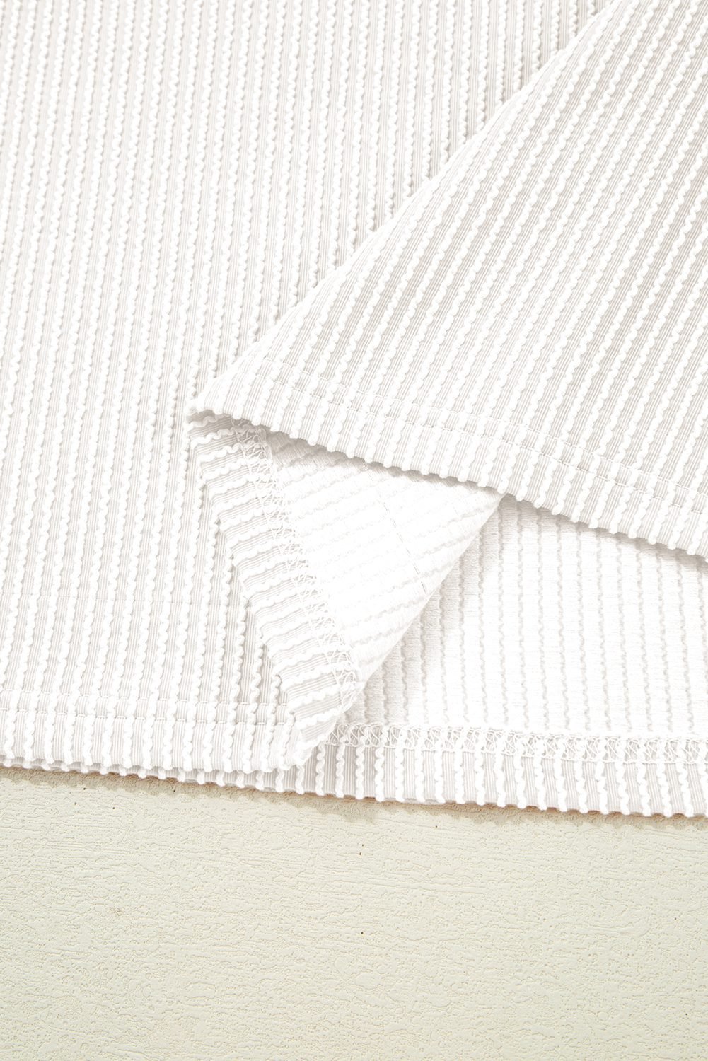 White Corded Colorblock Crewneck Tee - Image 6