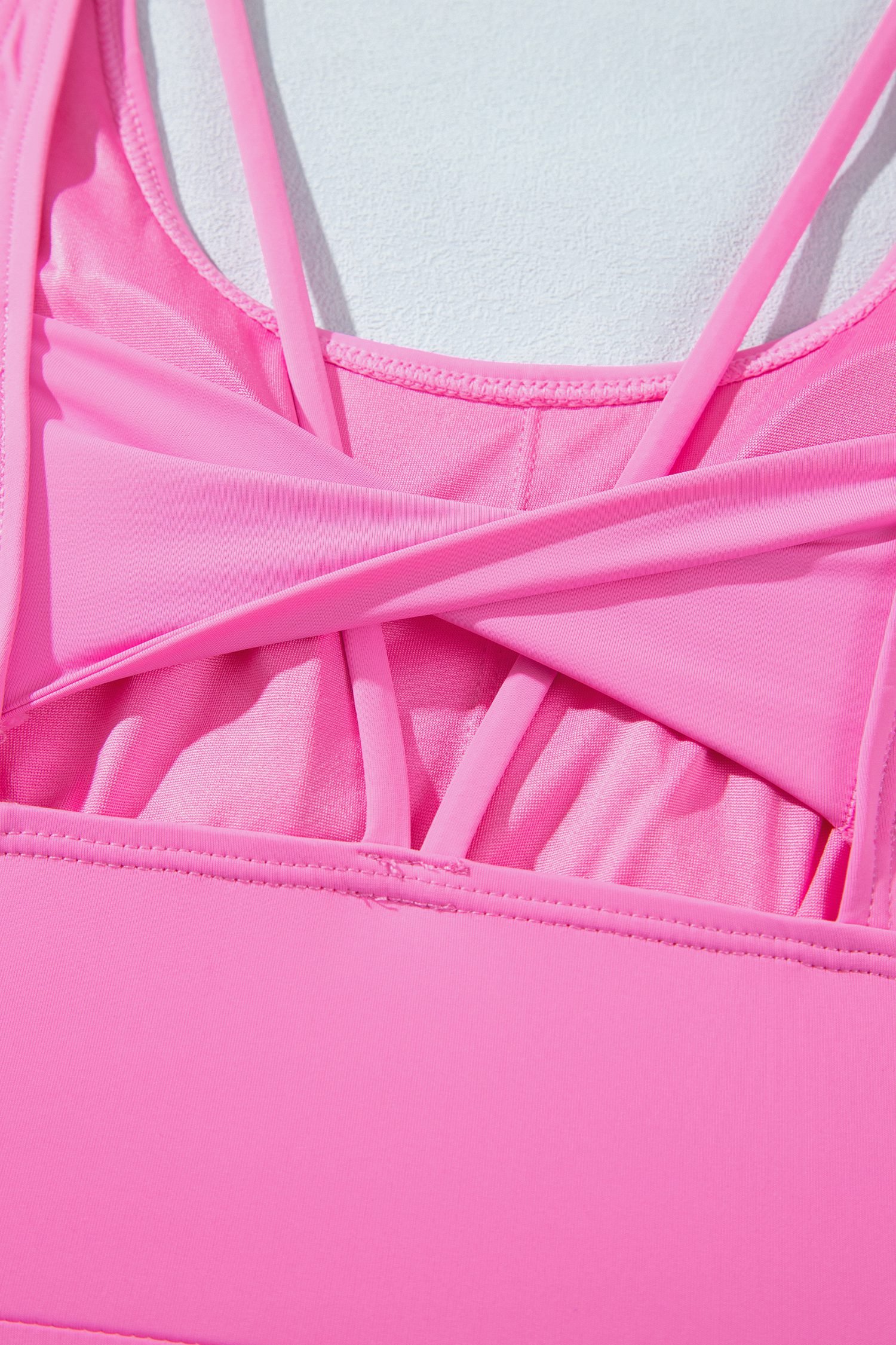 Bright Pink Twisted Strappy Back Active Mini Dress with Shorts - Image 20