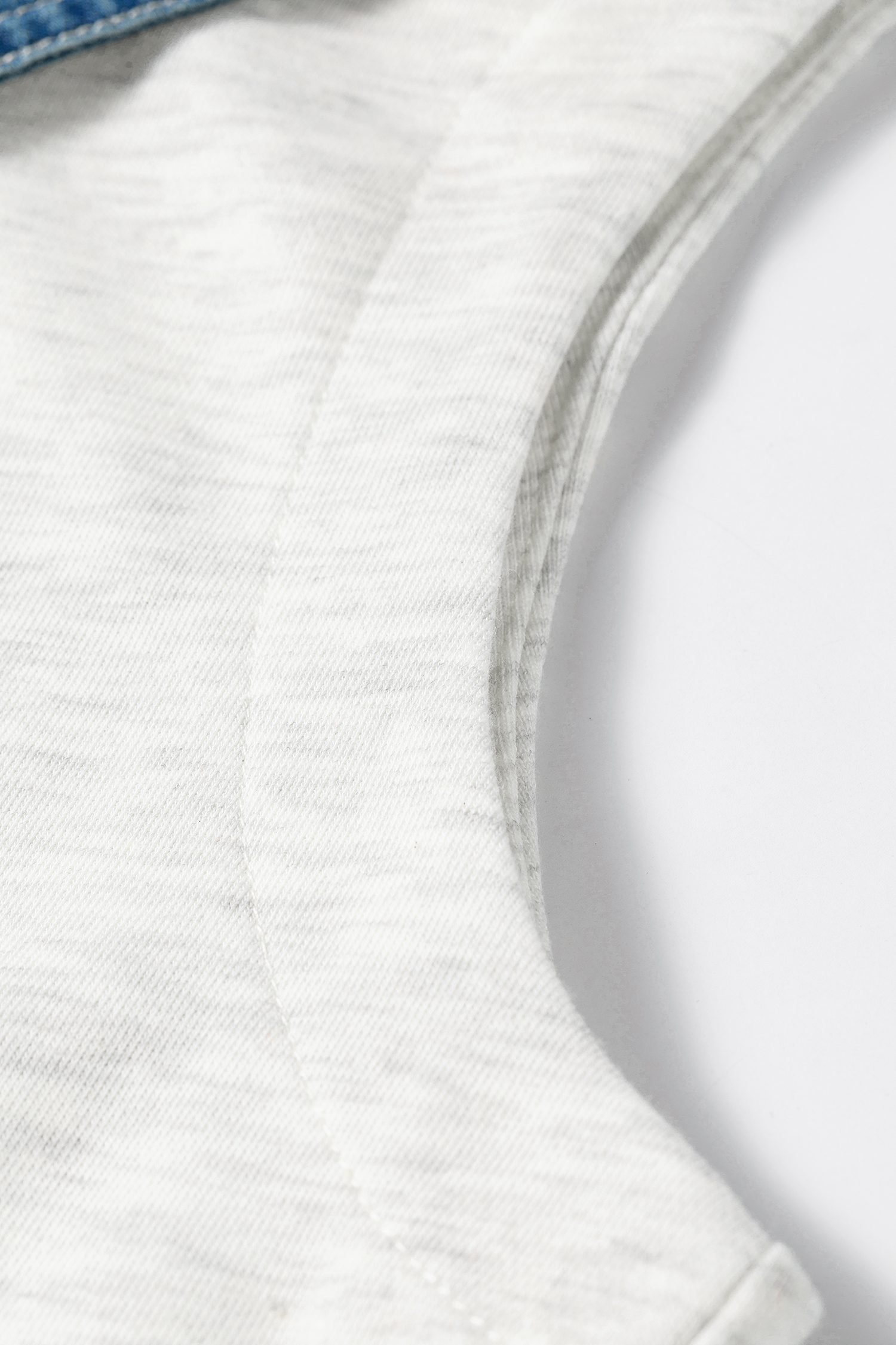 Light Grey Denim Patchwork Polo Collar Elastic Waist Sleeveless Romper - Image 8