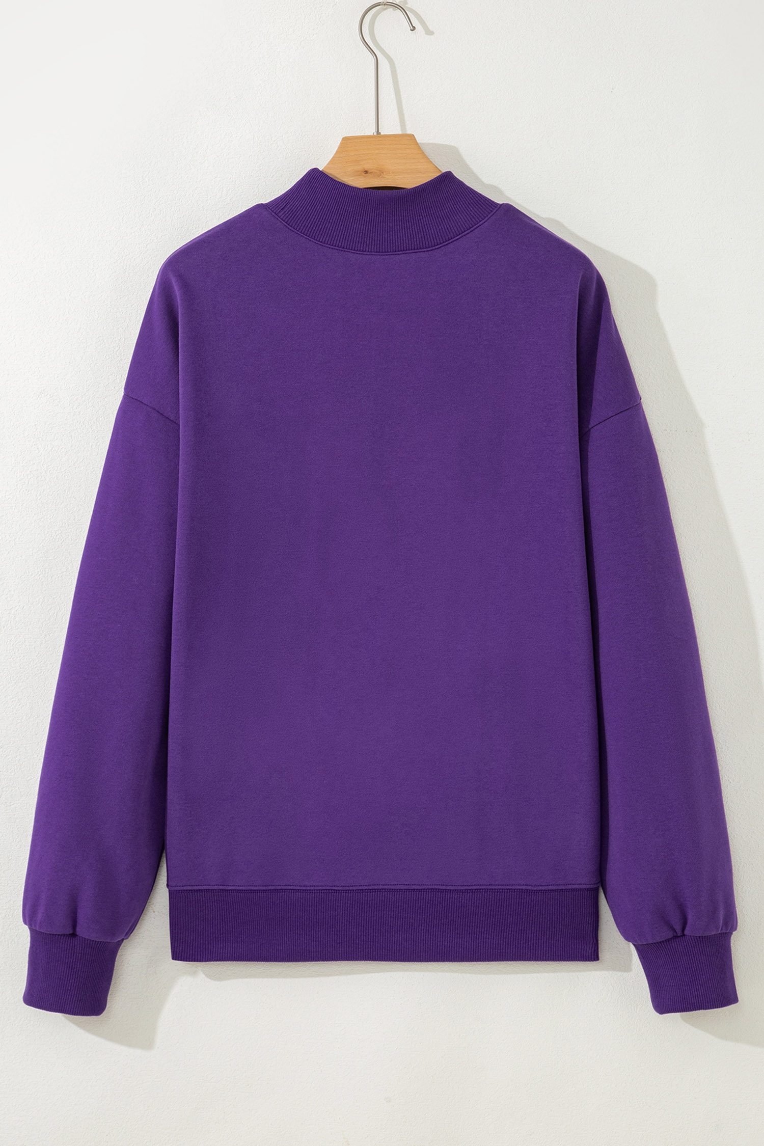Tillandsia Purple Cute Ghost Print Pullover Mock Neck Sweatshirt - Image 9