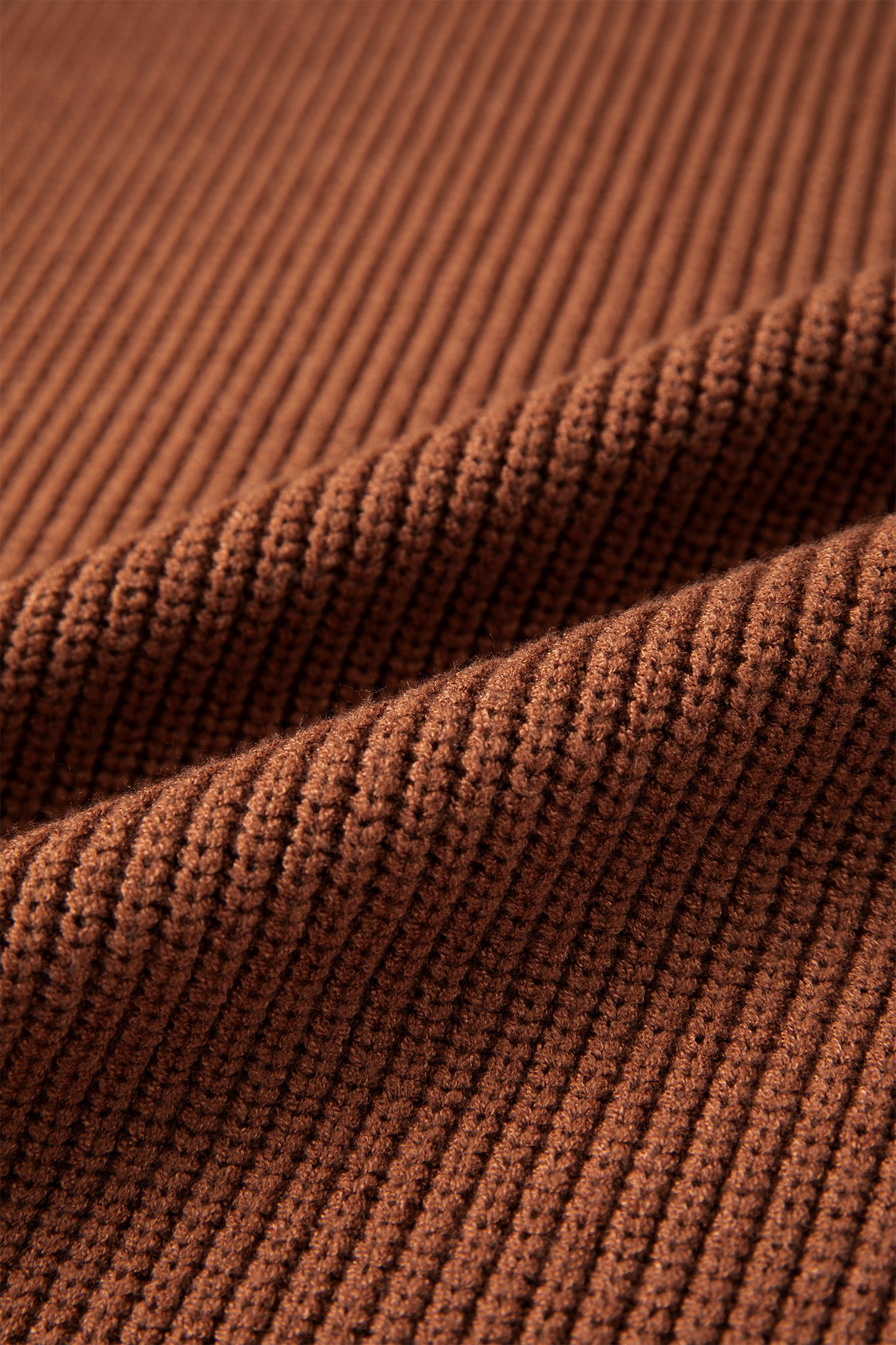 Chestnut Long Sleeve Ribbed Knit Stand Neck Regular Fit Sweater - Image 17