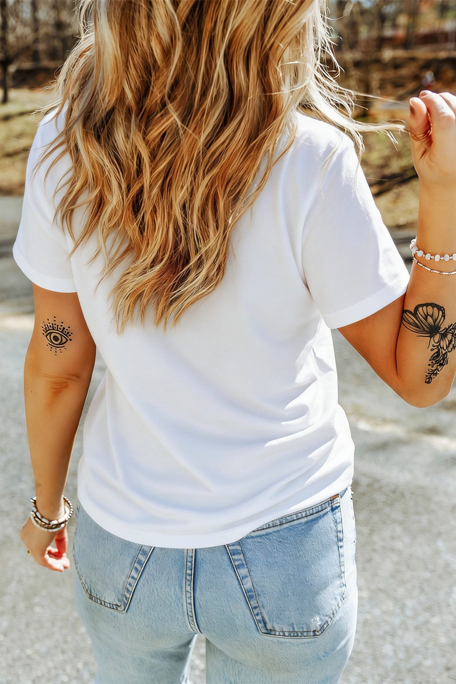 White Sequin Ghost Print Short Sleeve Casual Halloween Graphic T-Shirt - Image 7