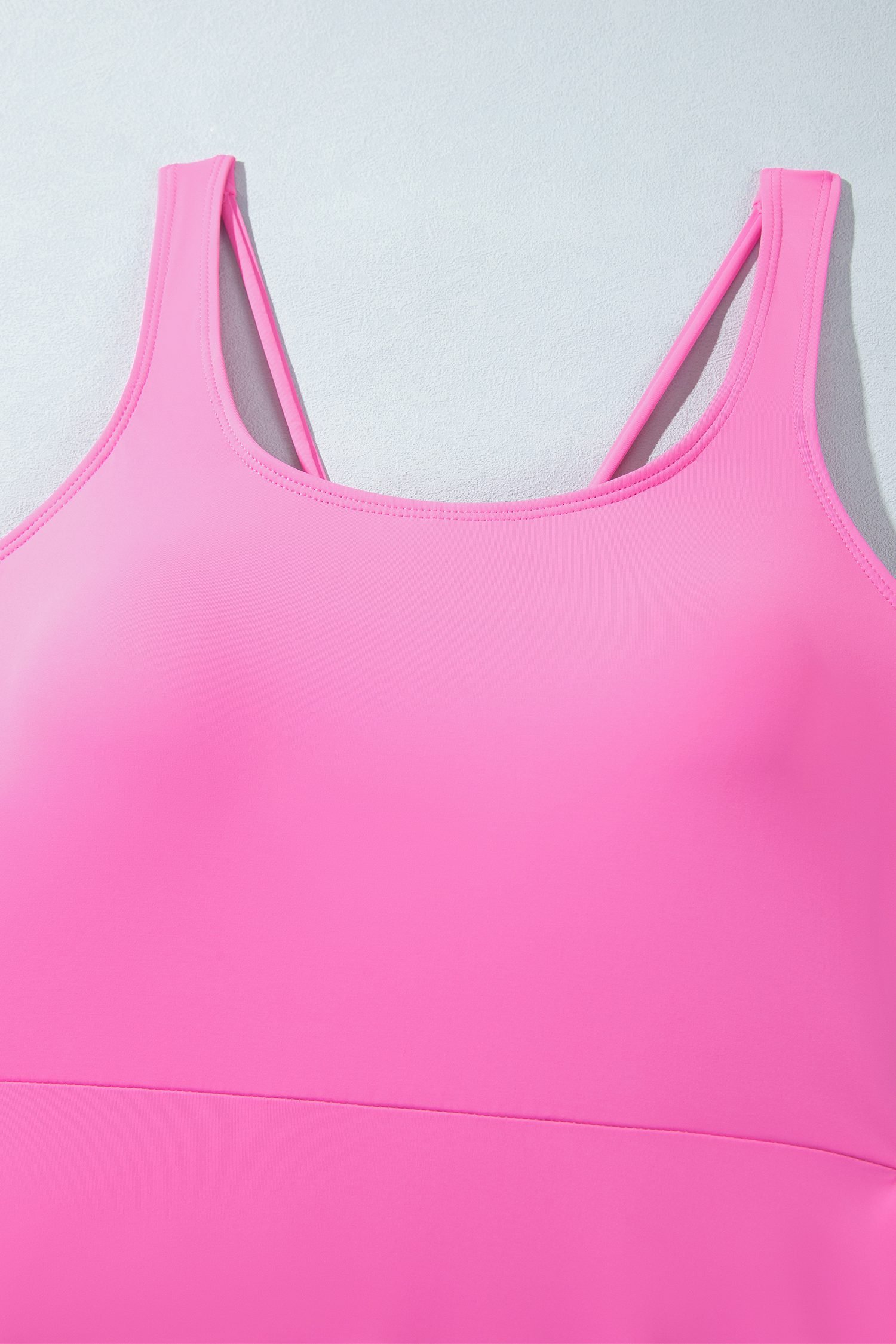 Bright Pink Twisted Strappy Back Active Mini Dress with Shorts - Image 11