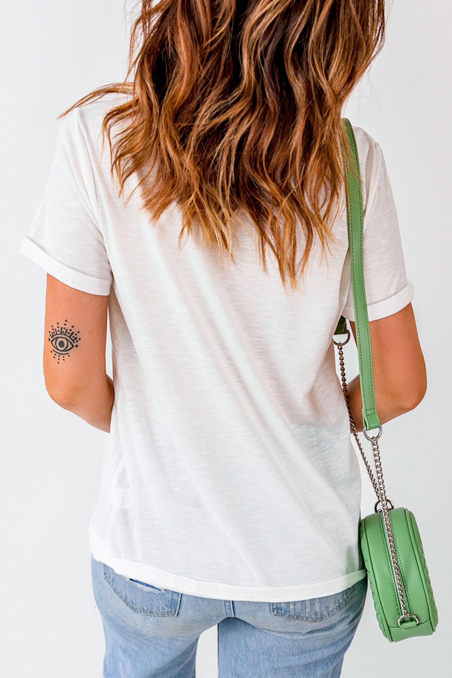 White Stylish Camo Graphic Round Neck Casual T Shirt - Image 8