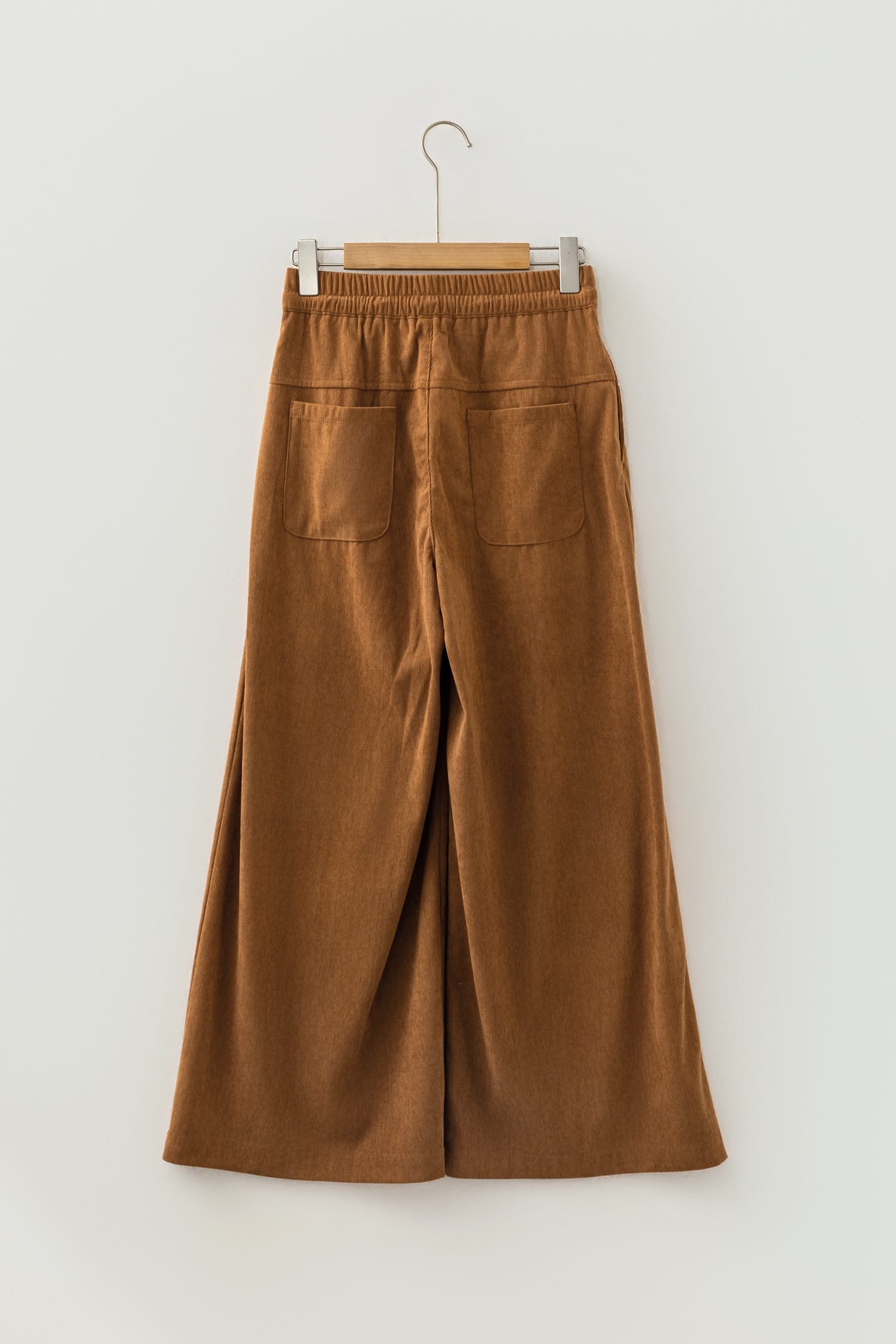 Thai Curry Elastic Waist Wooden Button Placket Ankle Length Wide Leg Pants - Image 7