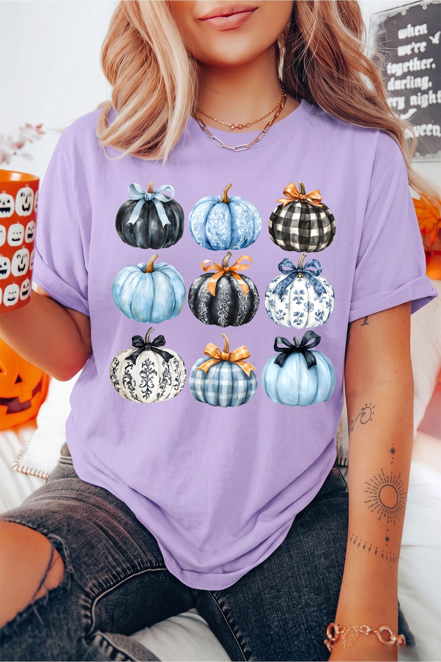 Wisteria Chic Pumpkin Graphic Relaxed T Shirt - Image 4