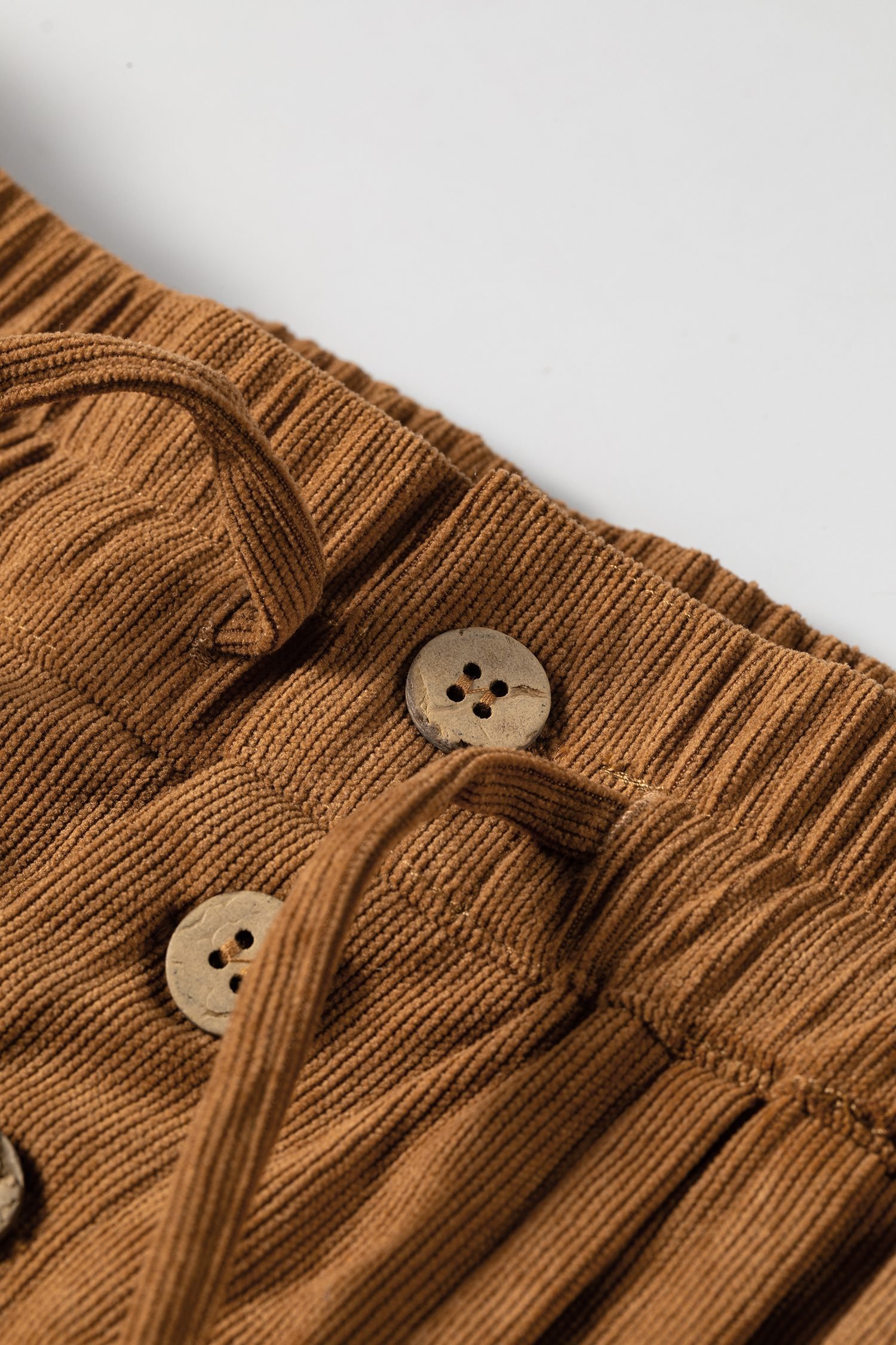 Thai Curry Elastic Waist Wooden Button Placket Ankle Length Wide Leg Pants - Image 9