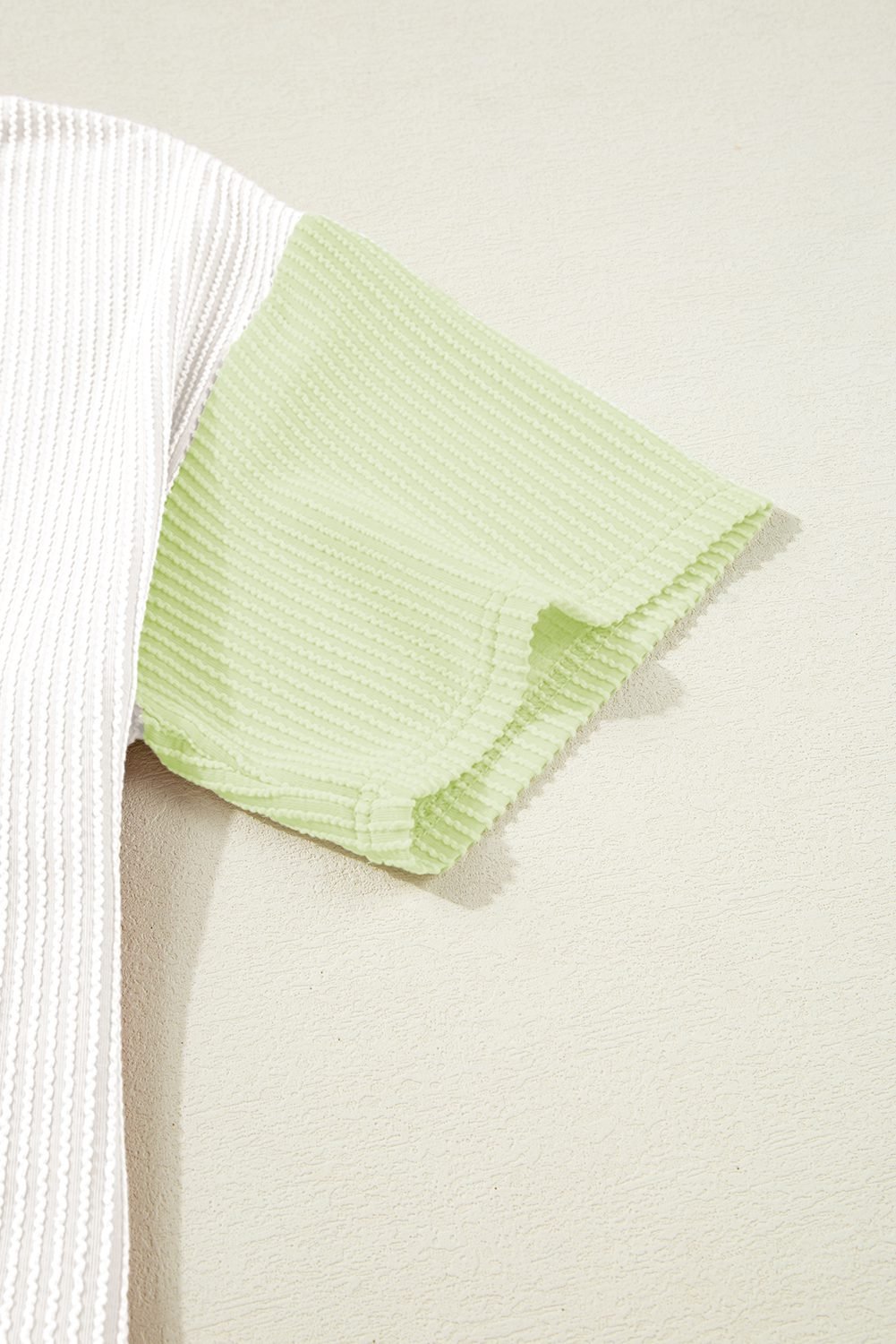 White Corded Colorblock Crewneck Tee - Image 7