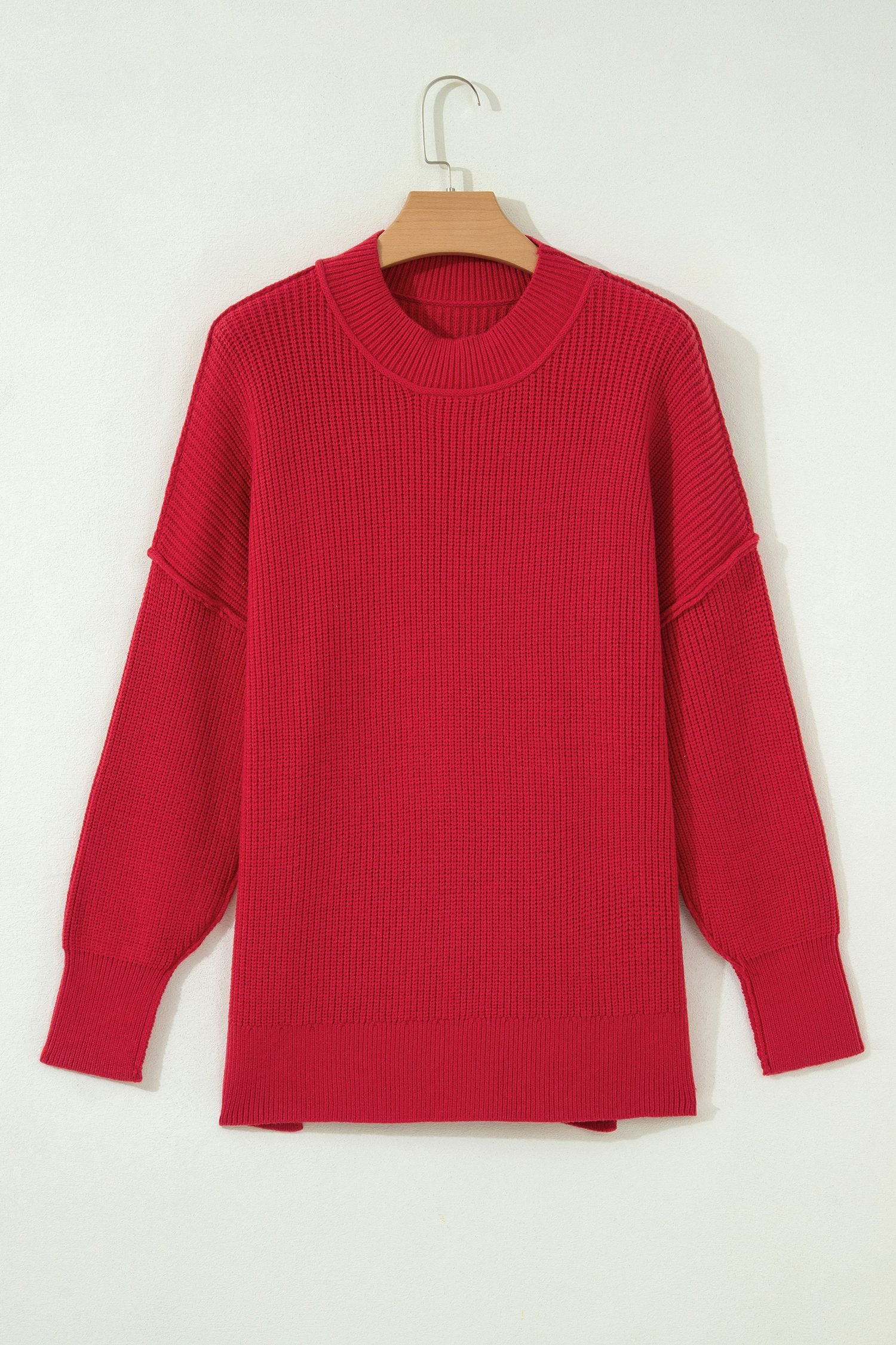 Red Dahlia Long Sleeve Ribbed Knit Stand Neck Regular Fit Sweater - Image 6
