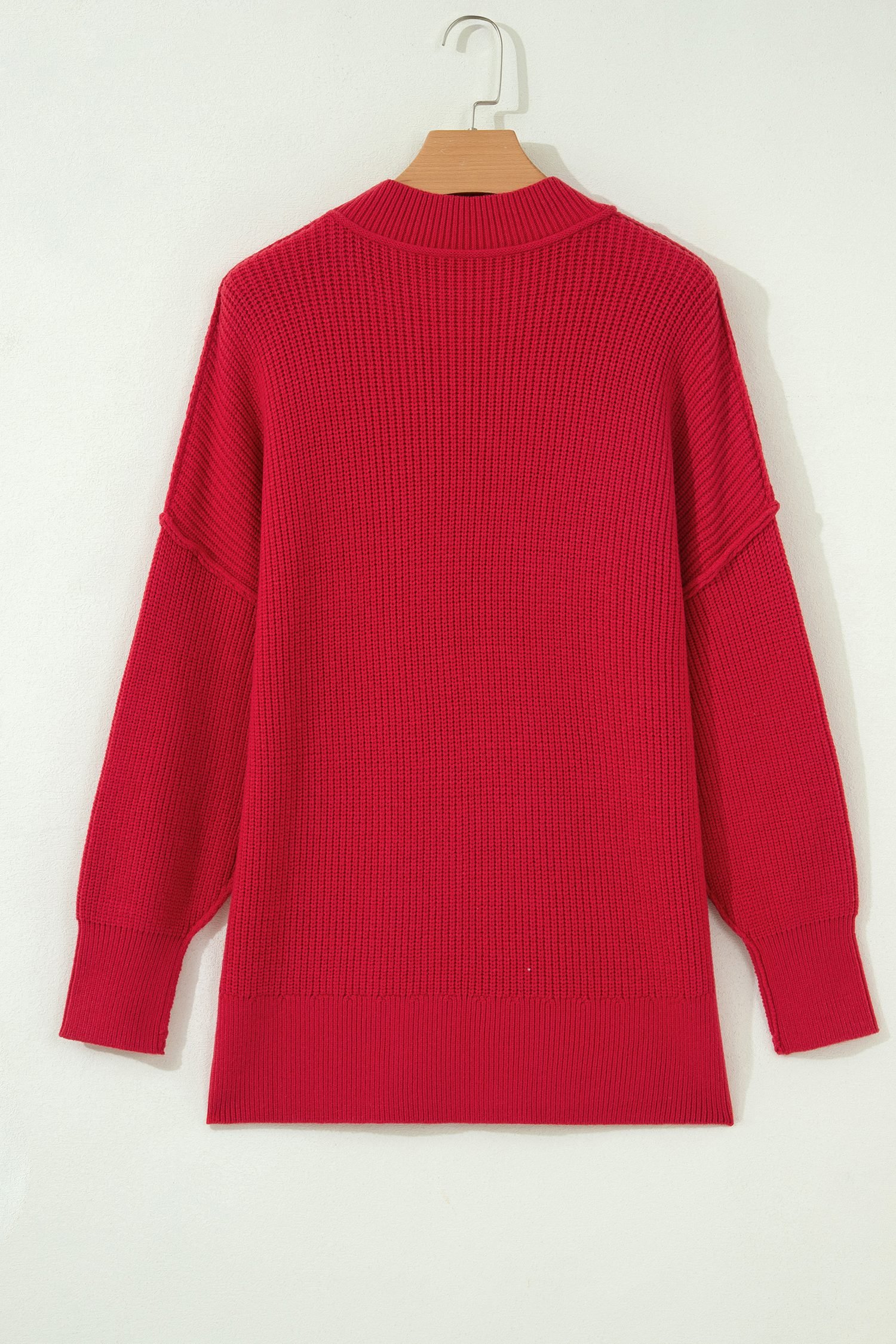 Red Dahlia Long Sleeve Ribbed Knit Stand Neck Regular Fit Sweater - Image 7