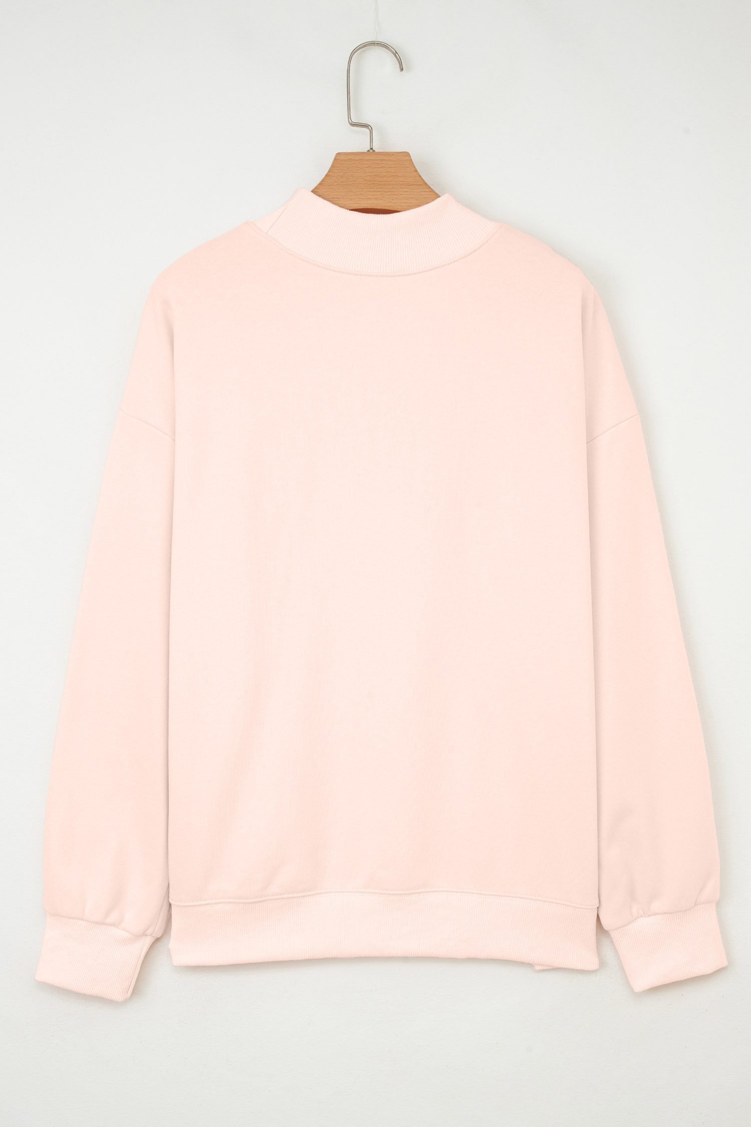 Apricot Pink Game Day Polka Dot Slogan Graphic Mock Neck Baggy Sweatshirt