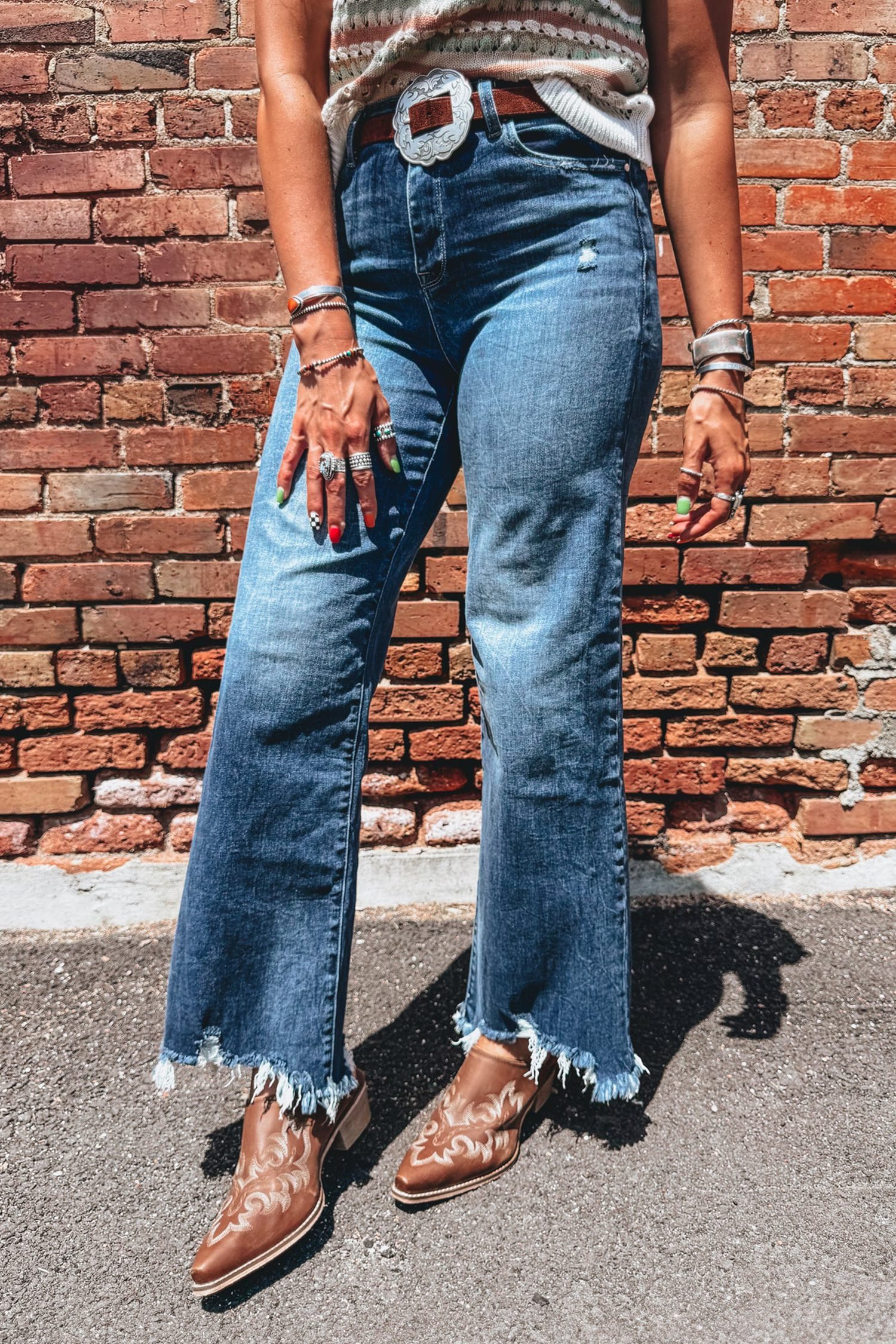 Ashleigh Blue High Waist Frayed Hem Flare Jeans