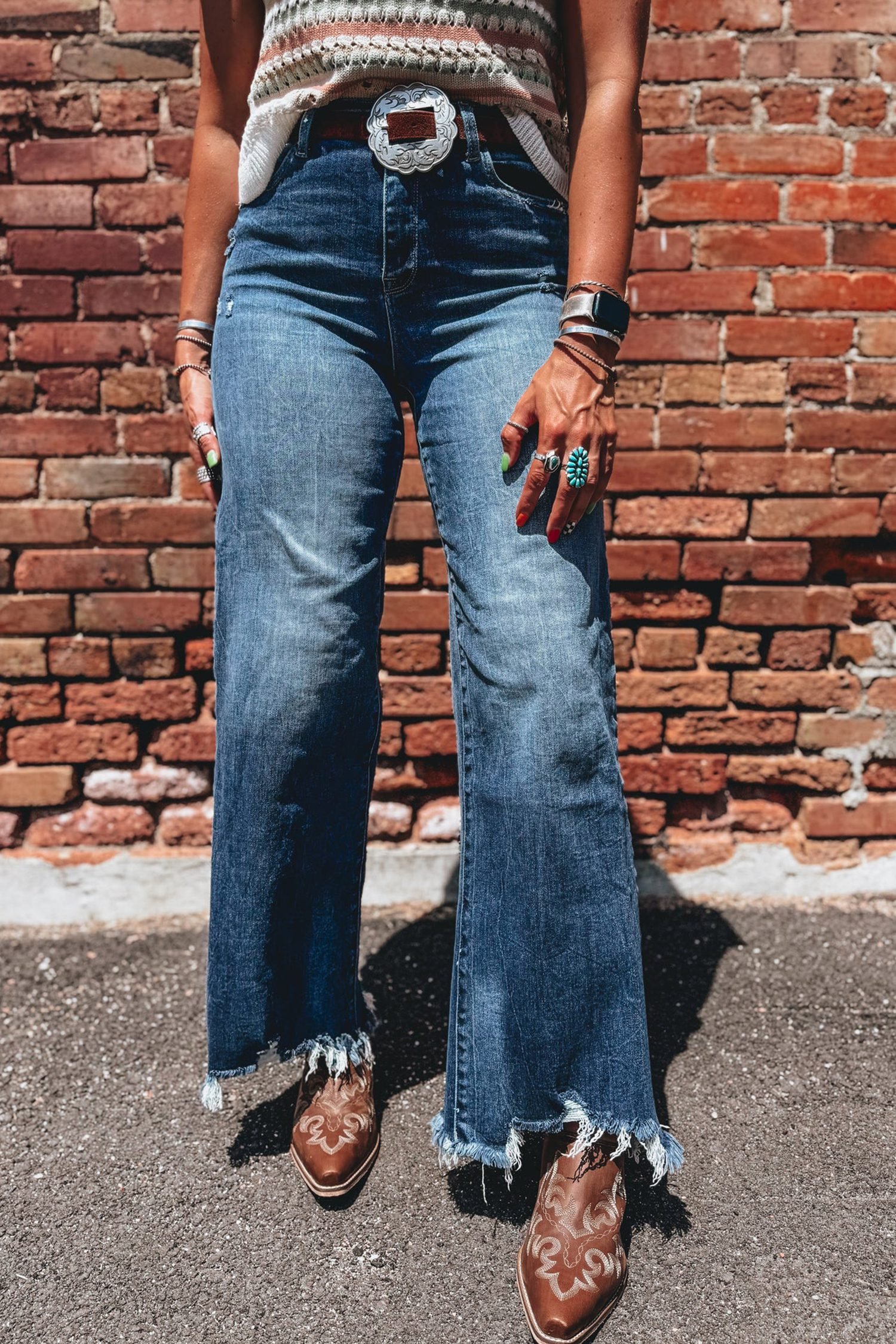 Ashleigh Blue High Waist Frayed Hem Flare Jeans