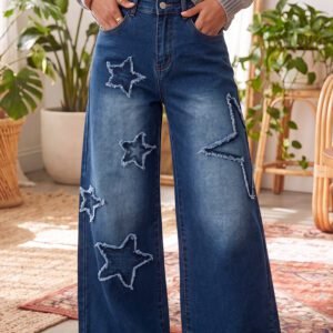Ashleigh Blue Star Decorated Wide Leg Jeans