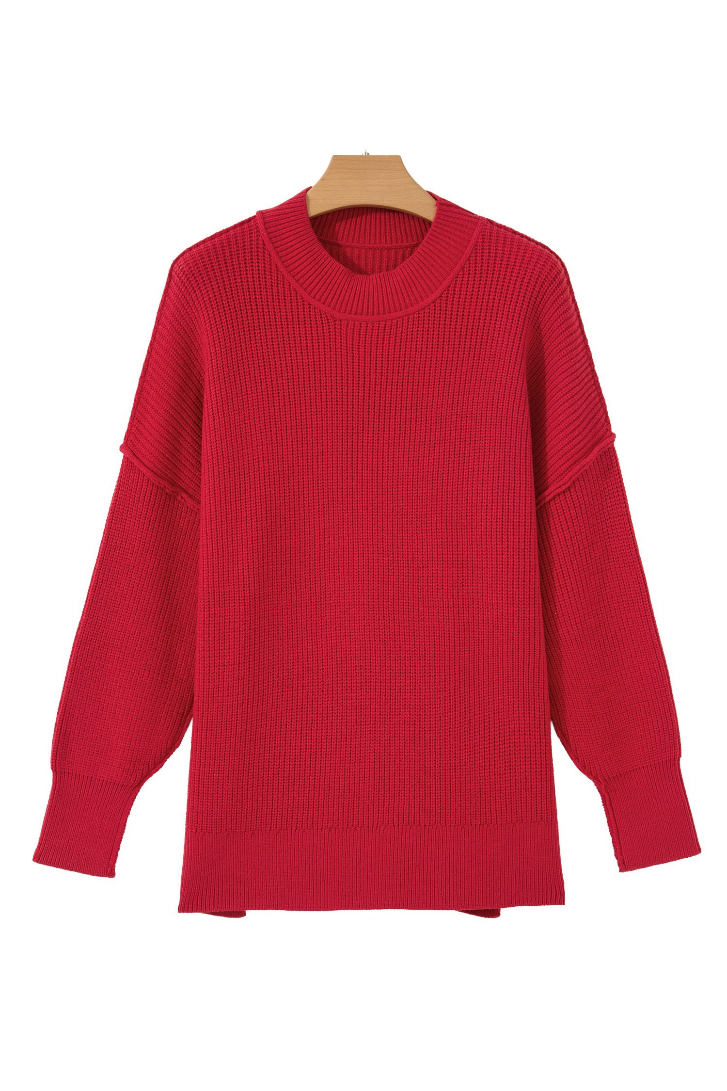 Red Dahlia Long Sleeve Ribbed Knit Stand Neck Regular Fit Sweater - Image 8