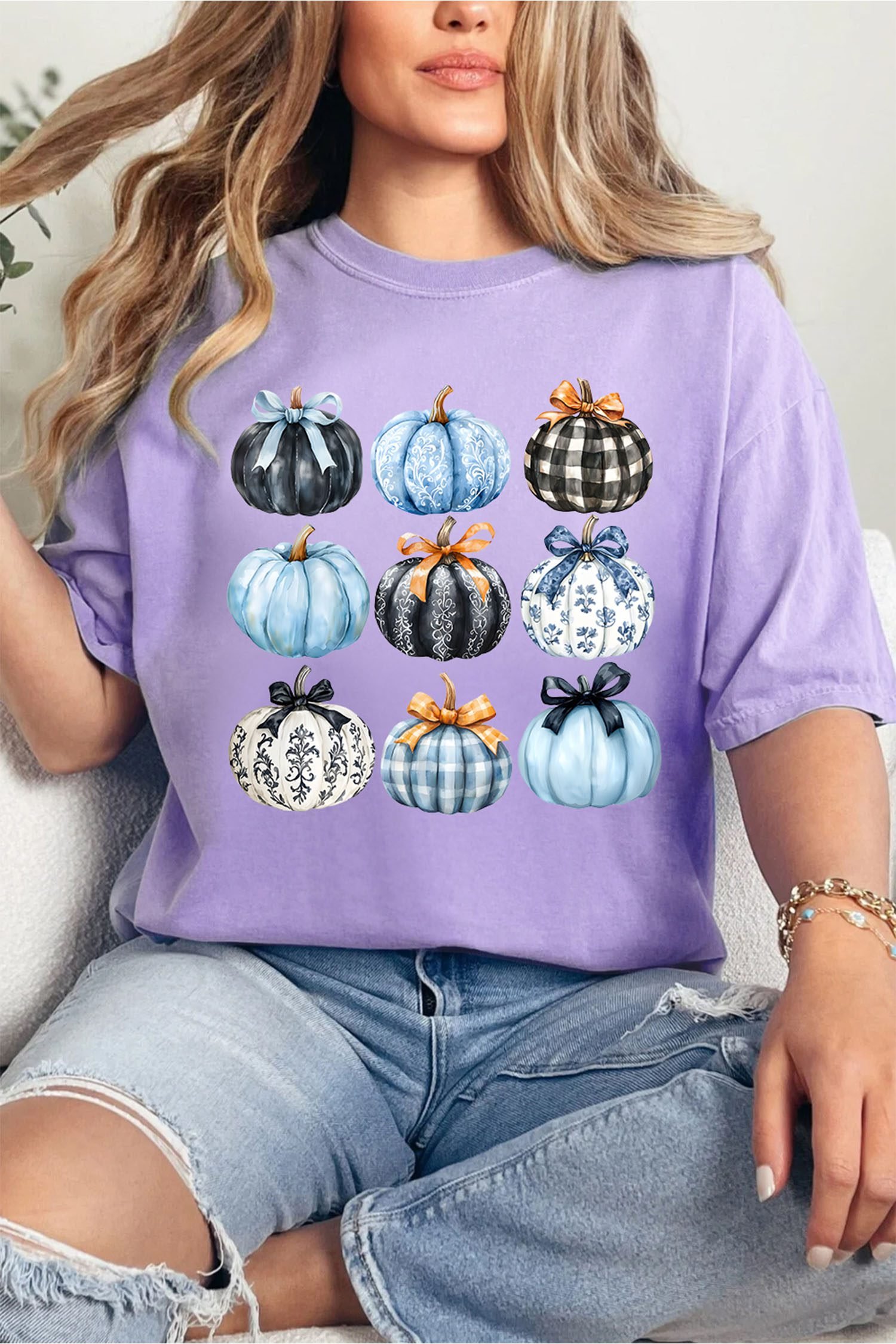 Wisteria Chic Pumpkin Graphic Relaxed T Shirt - Image 3