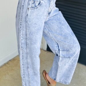 Beau Blue Light Washed Pull On Barrel Jeans