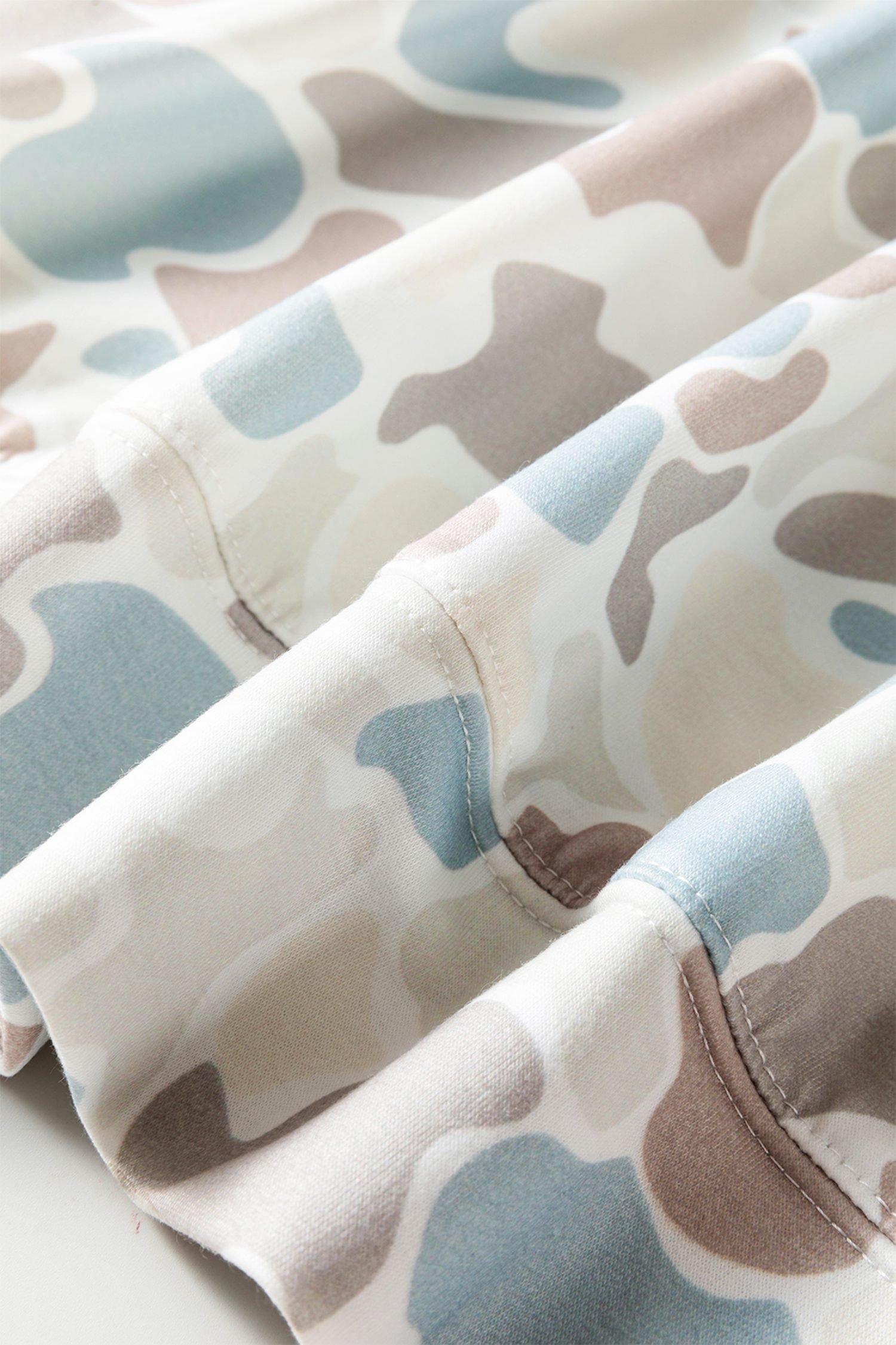 Beige Camouflage Print Relaxed Drawstring Hoodie