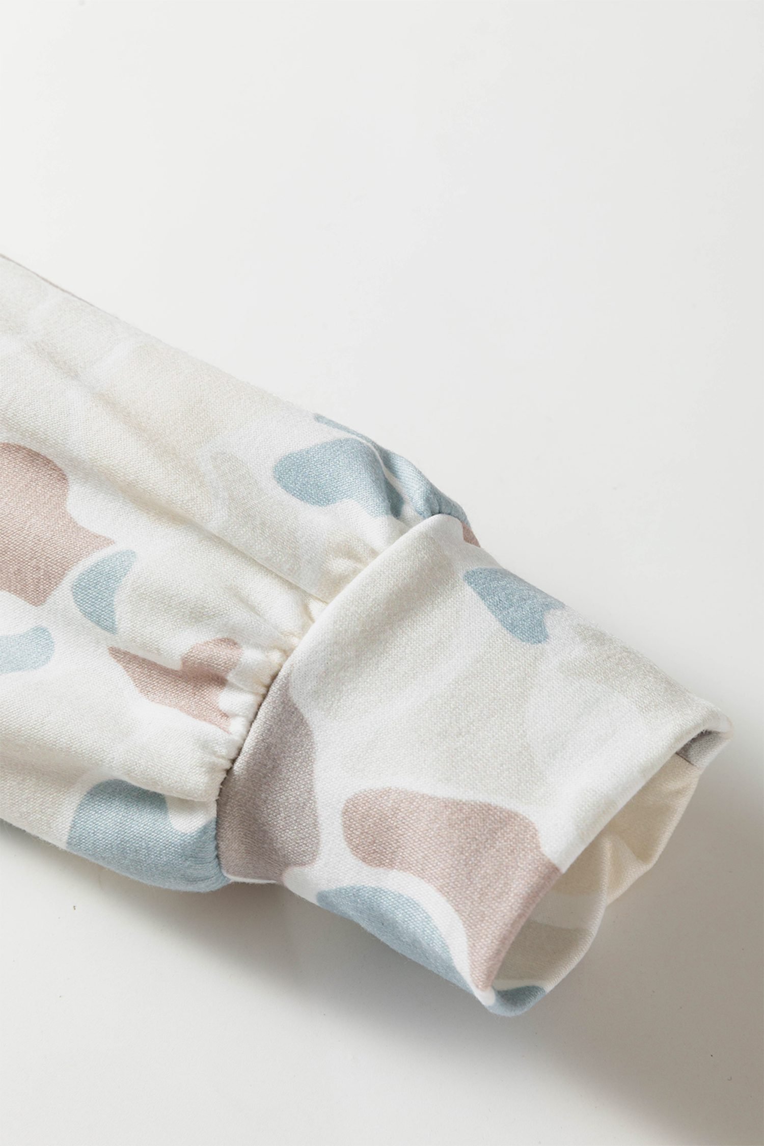 Beige Camouflage Print Relaxed Drawstring Hoodie