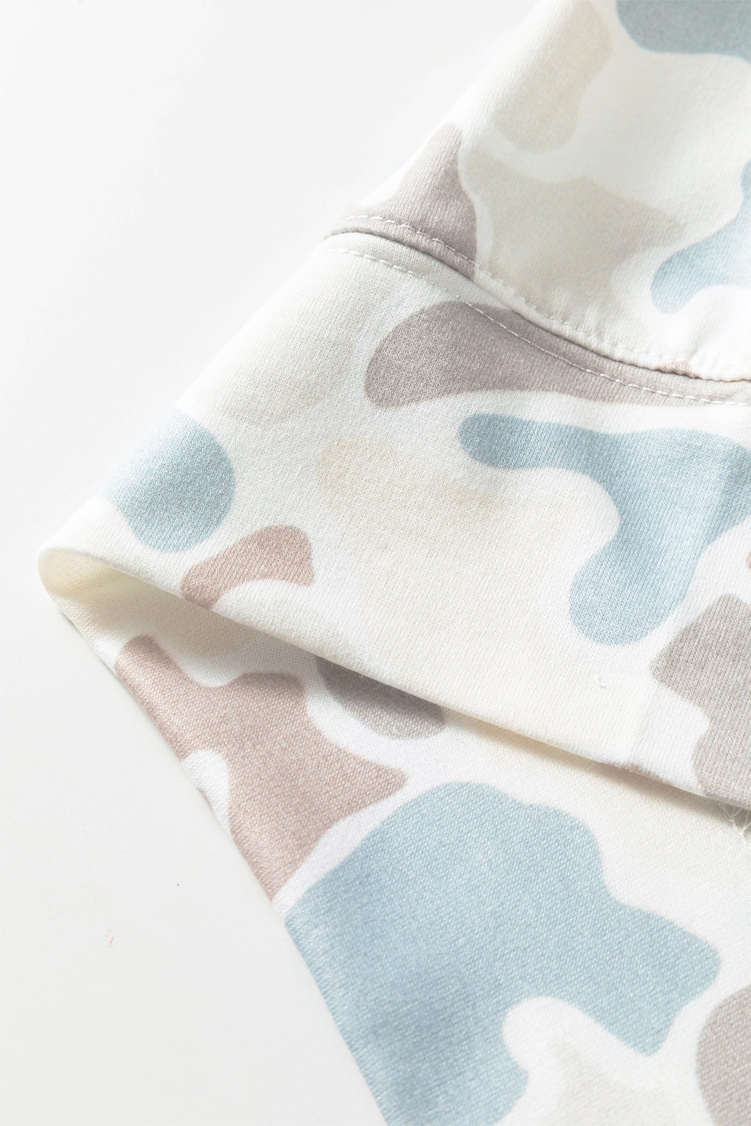 Beige Camouflage Print Relaxed Drawstring Hoodie