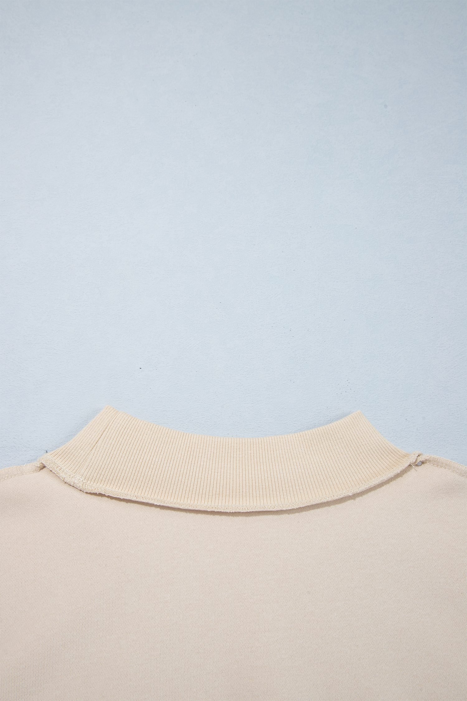 Beige CHRIST IS KING Embroidery High Neck Baggy Sweatshirt