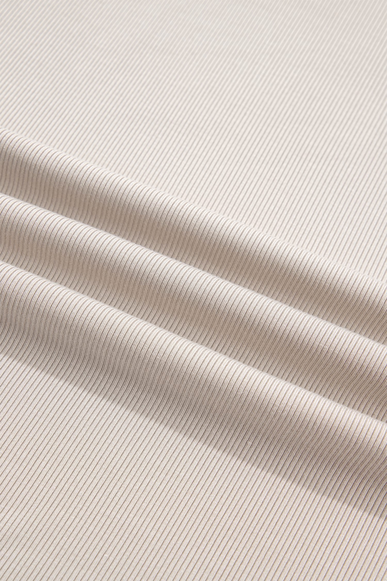 Beige Solid Color Round Neck Frill Detail Long Sleeve Top