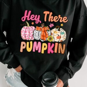 Black Cozy Autumn Pumpkin Print Relaxed Pullover Sweatshirt