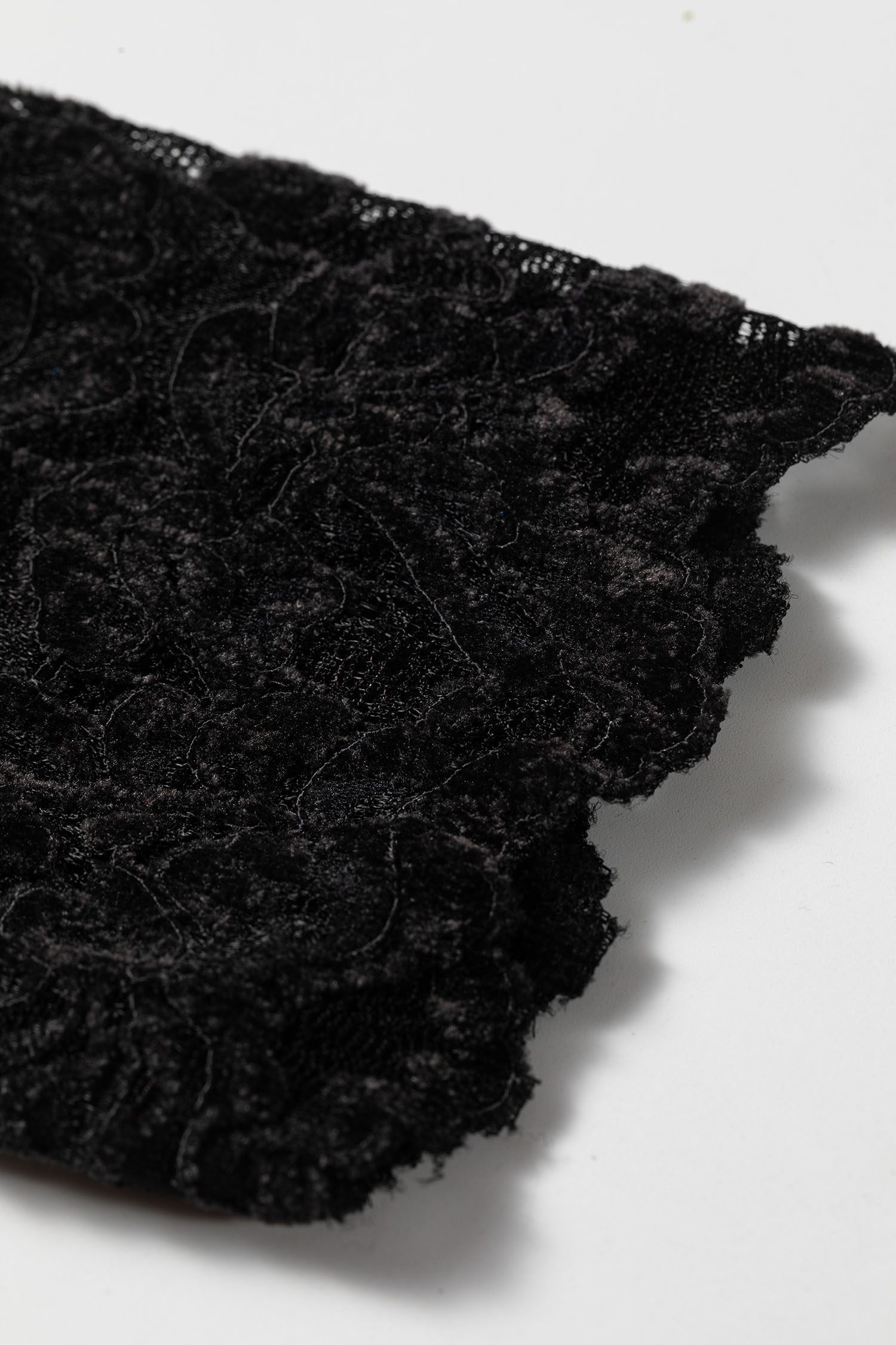 Black Elegant Stand Neck Lace Long Sleeve Top