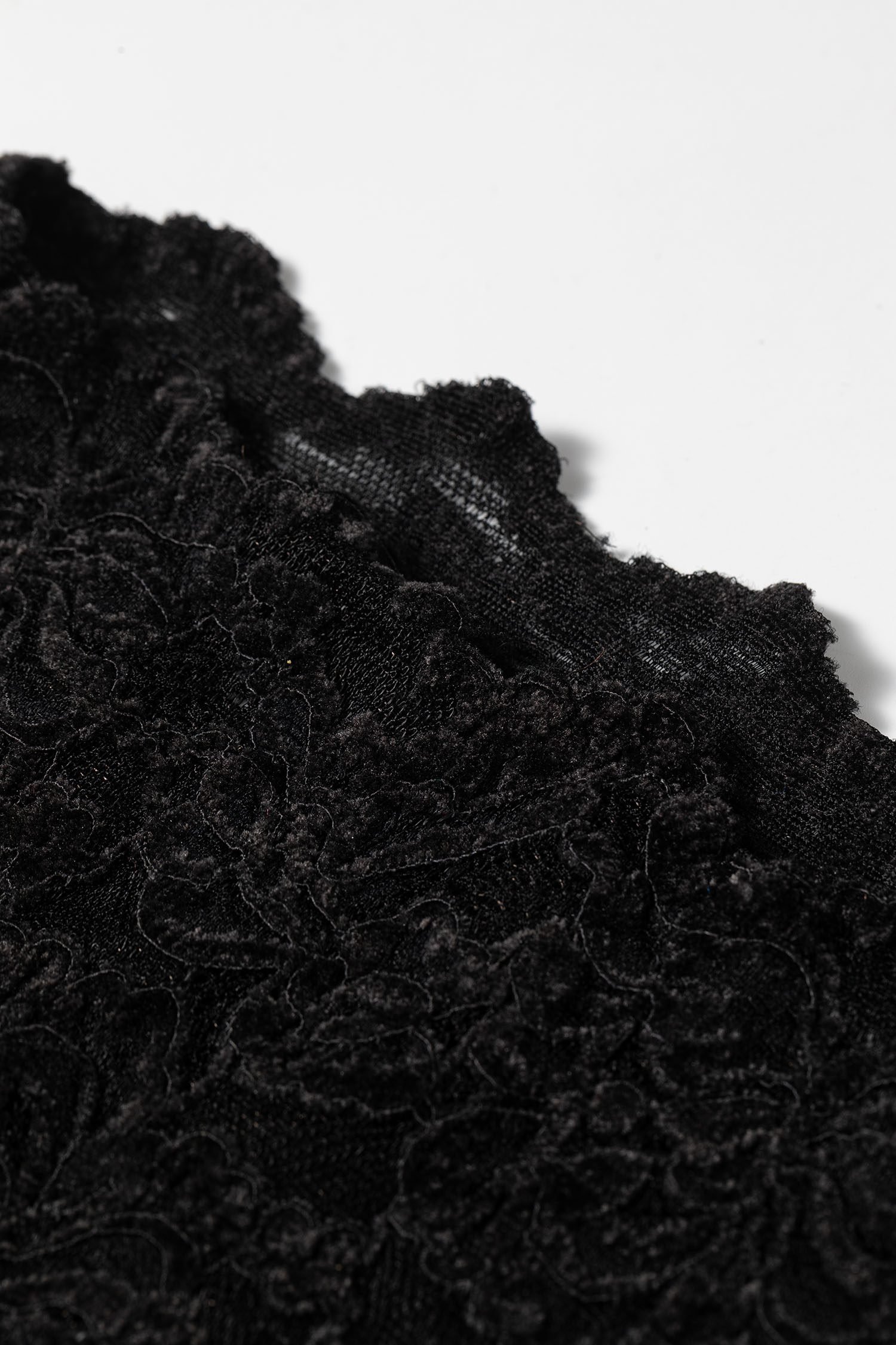Black Elegant Stand Neck Lace Long Sleeve Top