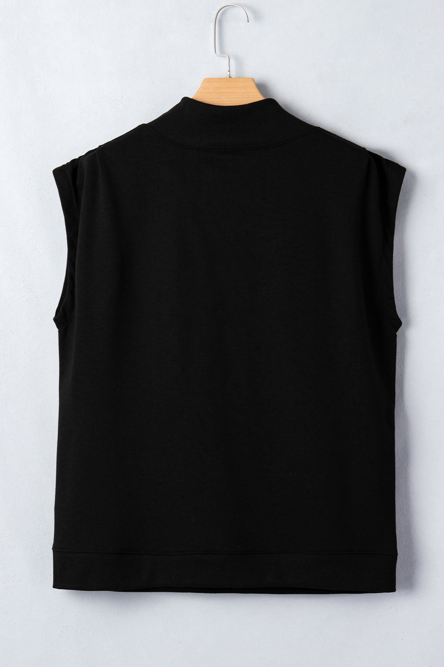 Black Glitter Ghost Print High Neck Cap Sleeve Top