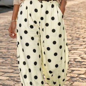 Black Polka Dot Ankle Length Harem Pants
