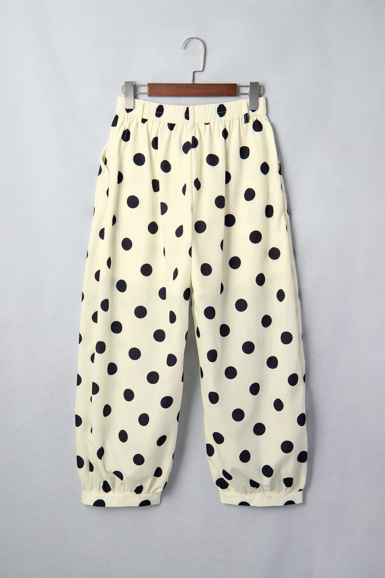 Black Polka Dot Ankle Length Harem Pants