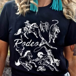 Black Rodeo 8 Seconds Western Graphic T Shirt