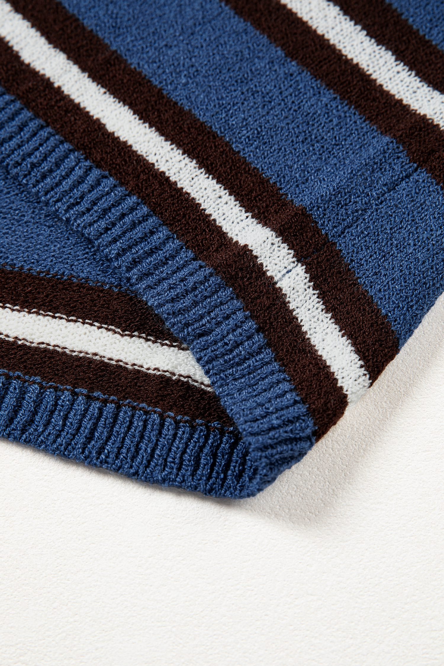 Blue Stripe Striped Drop Shoulder Button Cardigan