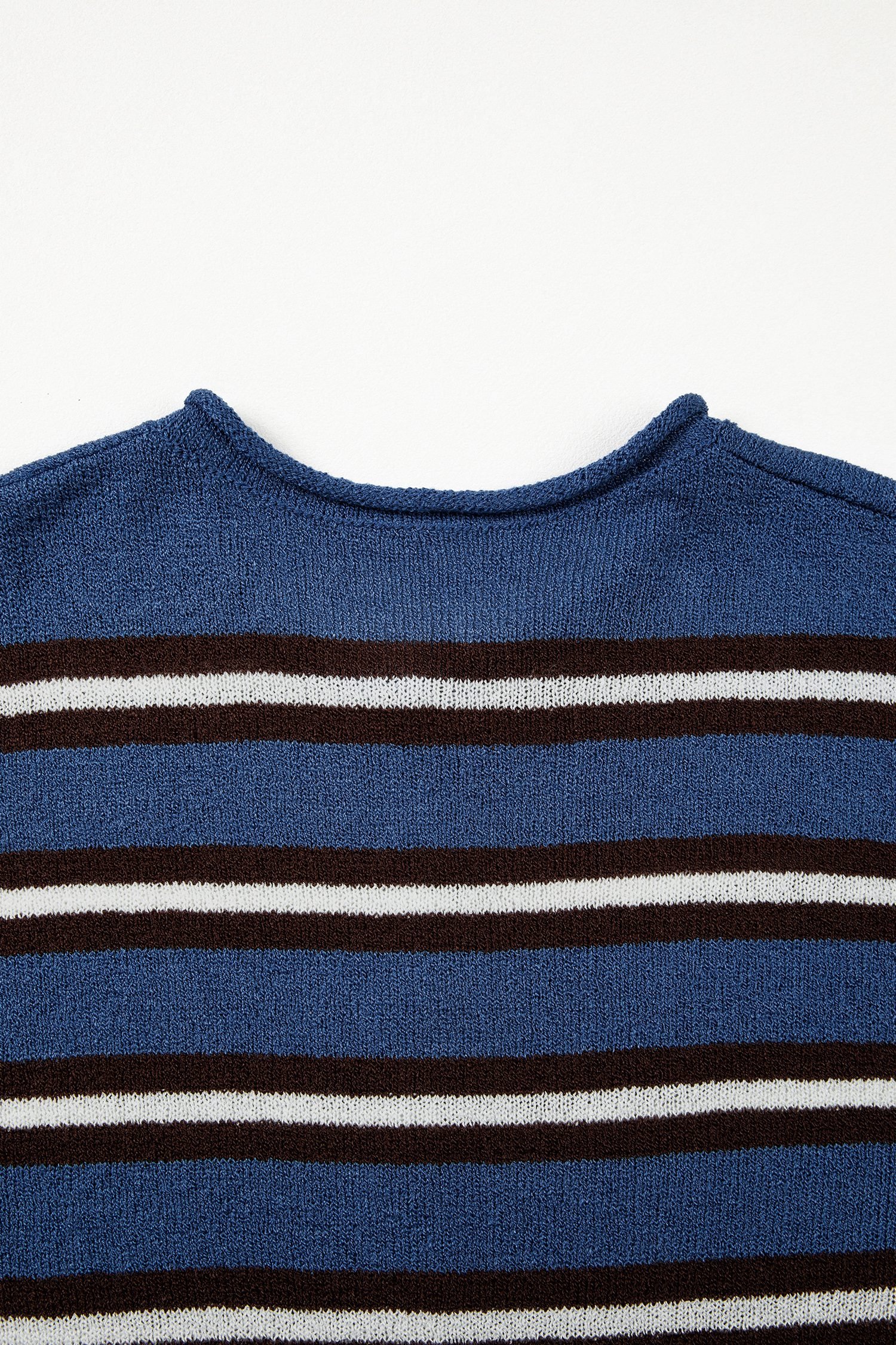 Blue Stripe Striped Drop Shoulder Button Cardigan
