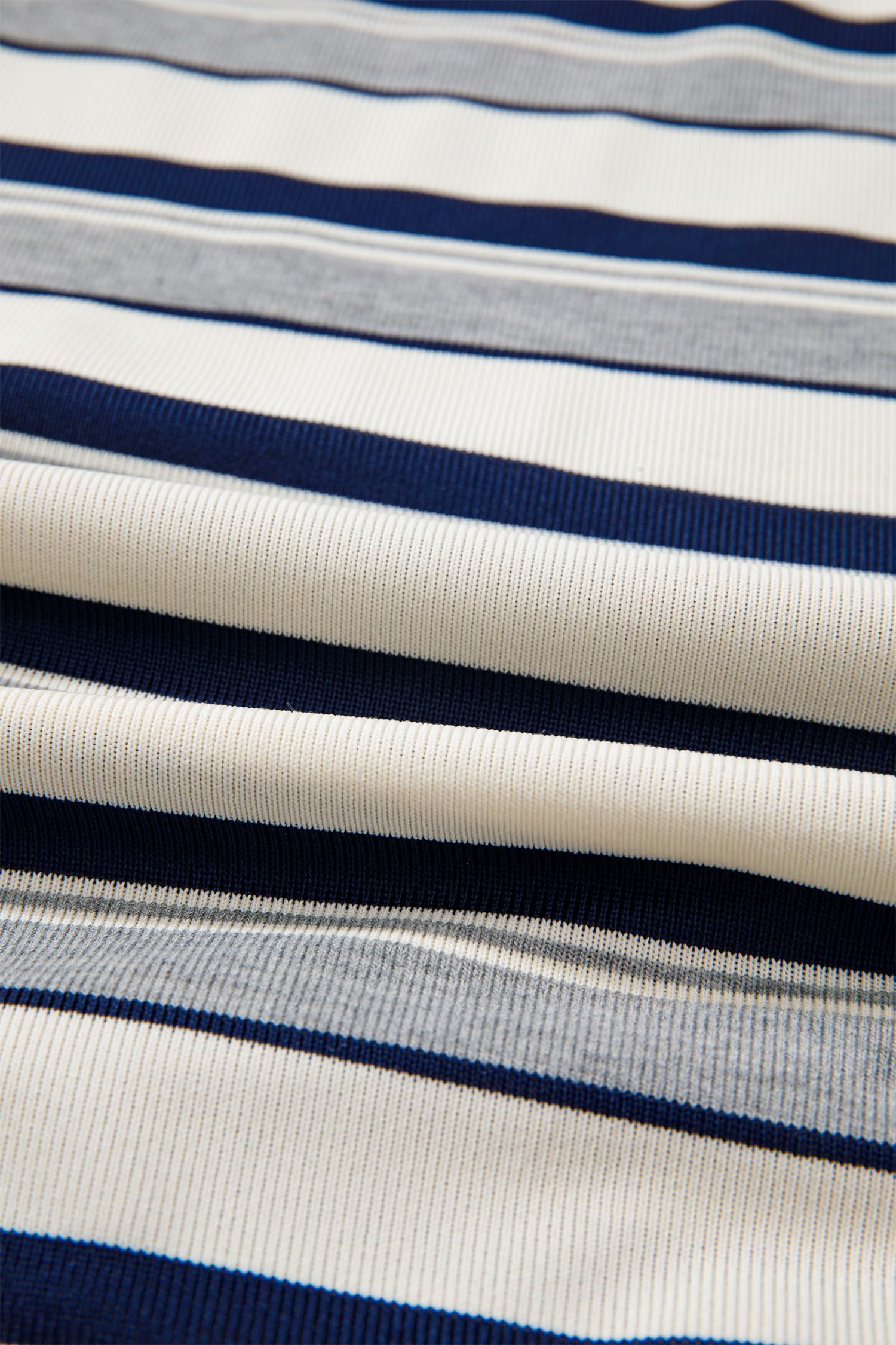 Blue Stripe Striped Ribbed Stand Neck Long Sleeve Shift Silhouette Sweatshirt
