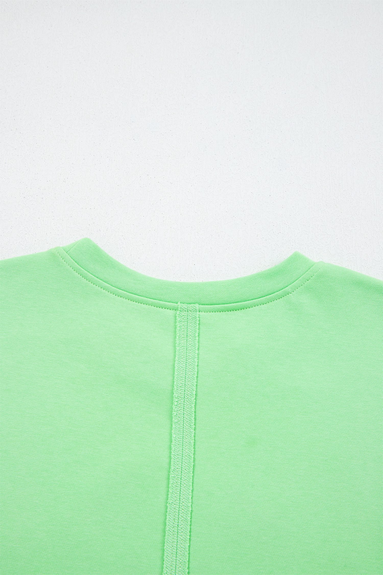 Bright Green Crab Embroidered Patch Loose Round Neck Tee