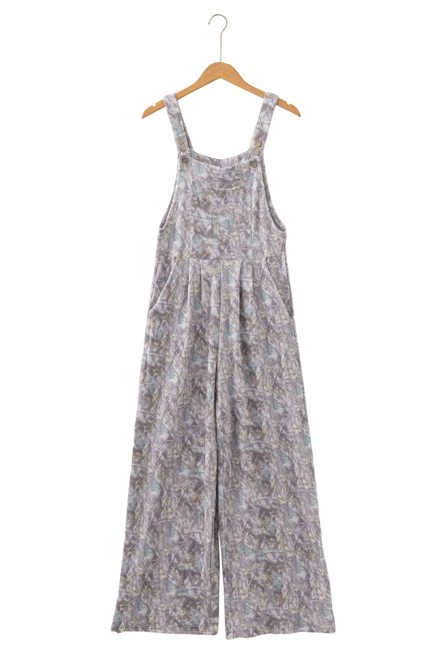 Brown Camouflage Twist Ribbed Sleeveless Full-Length Casual Jumpsuit