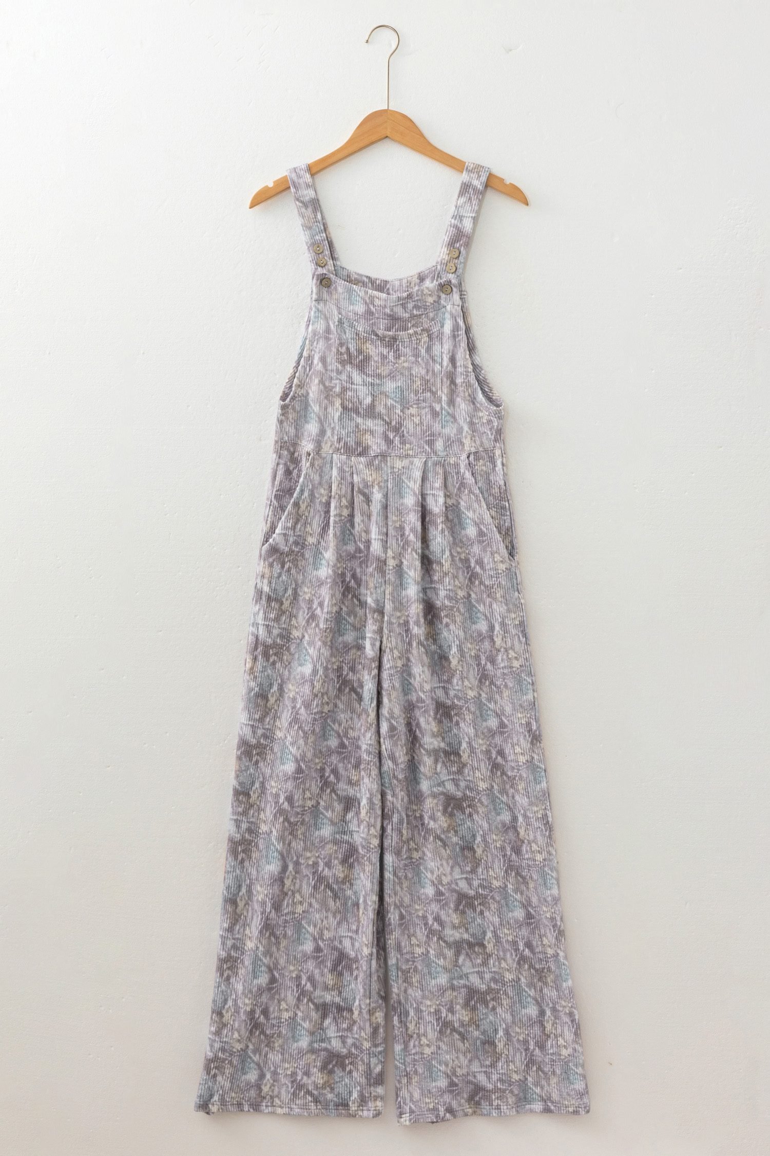 Brown Camouflage Twist Ribbed Sleeveless Full-Length Casual Jumpsuit