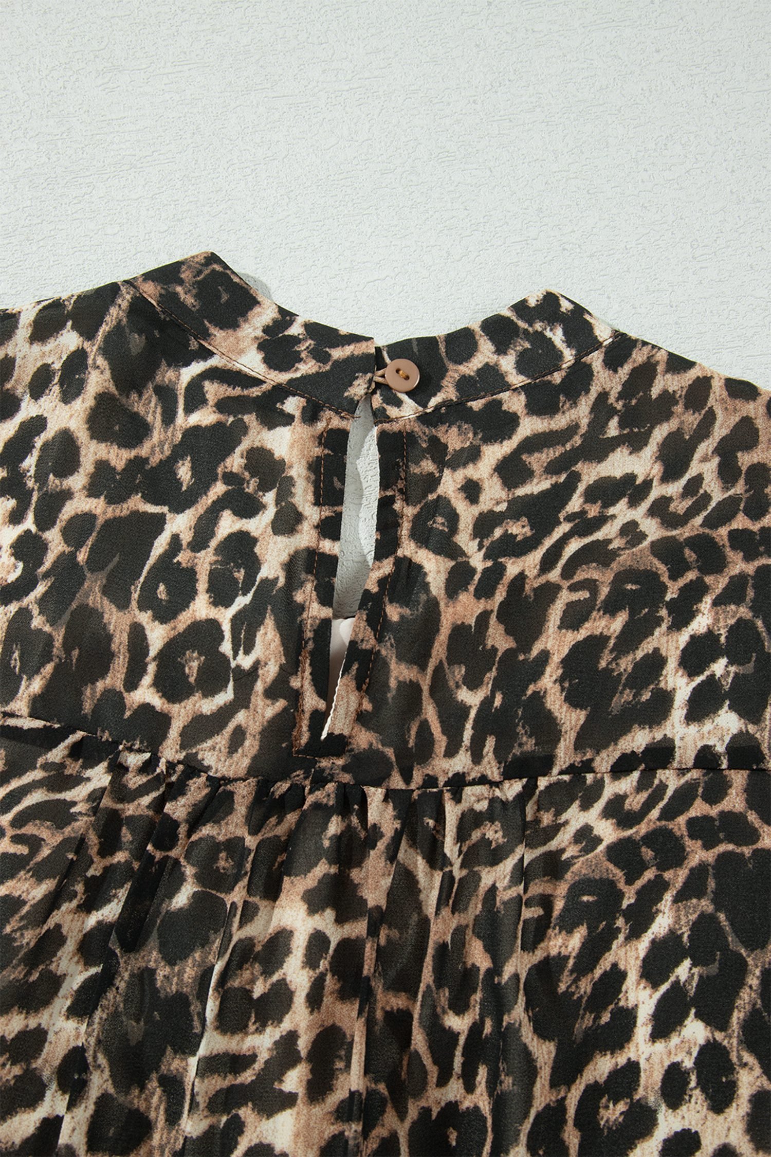 Brown Leopard Print Long Sleeve Short Shift Dress