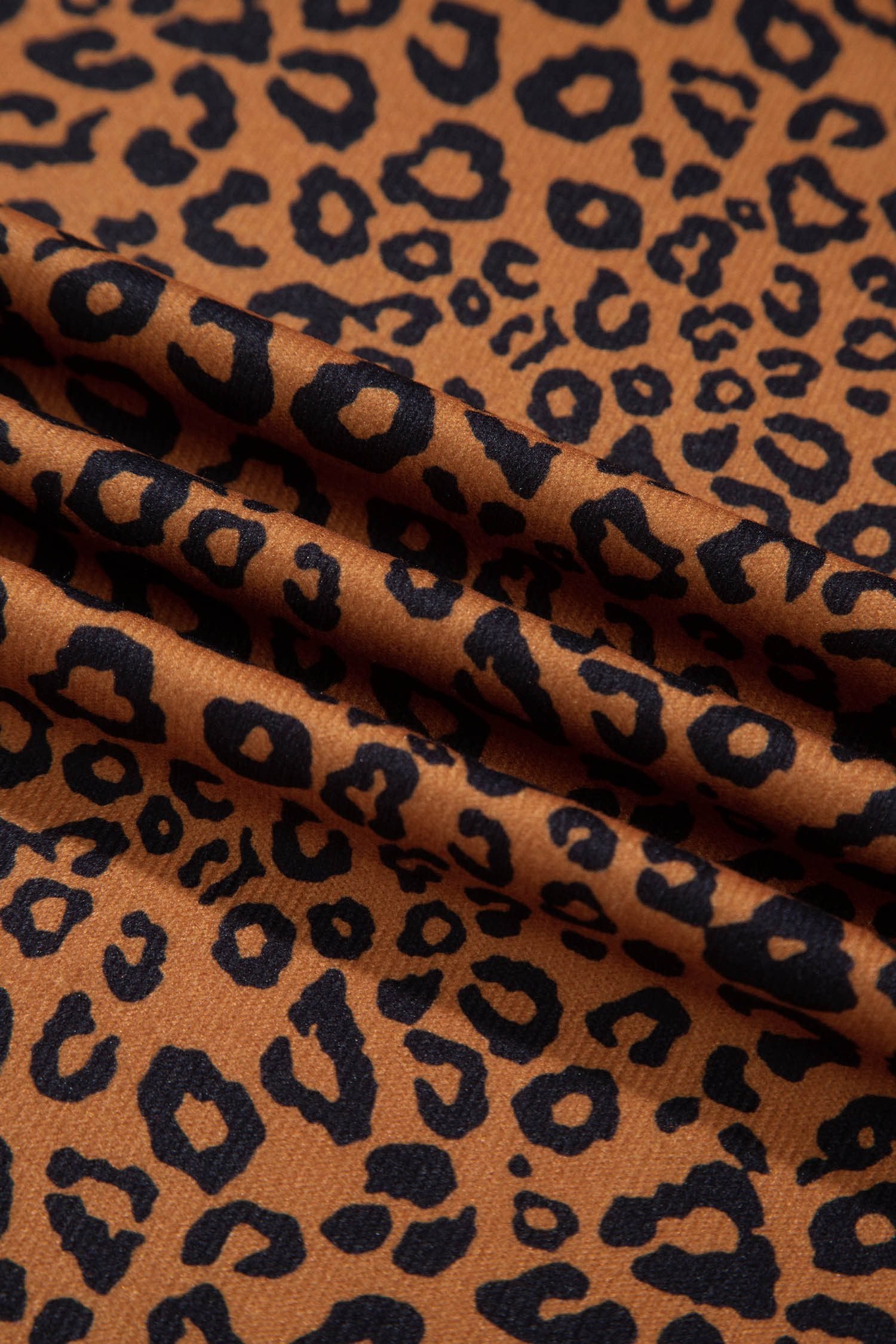 Brown Leopard Print Long Sleeve Top Relaxed Pant Set