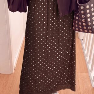 Brown Polka Dot Lace Hem Elegant Long Shift Skirt