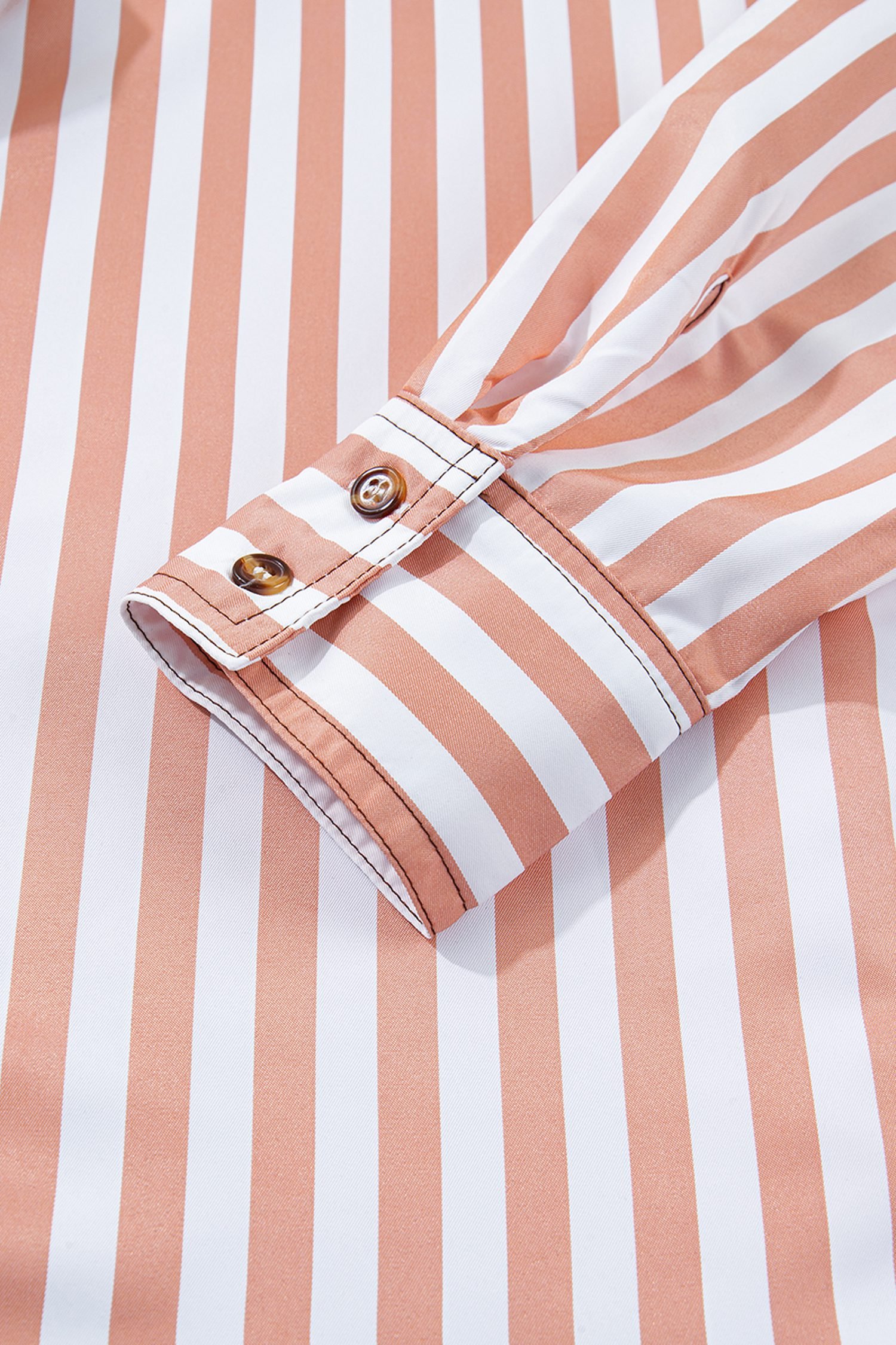 Brown Stripe Western Button Down Long Sleeve Casual Shirt