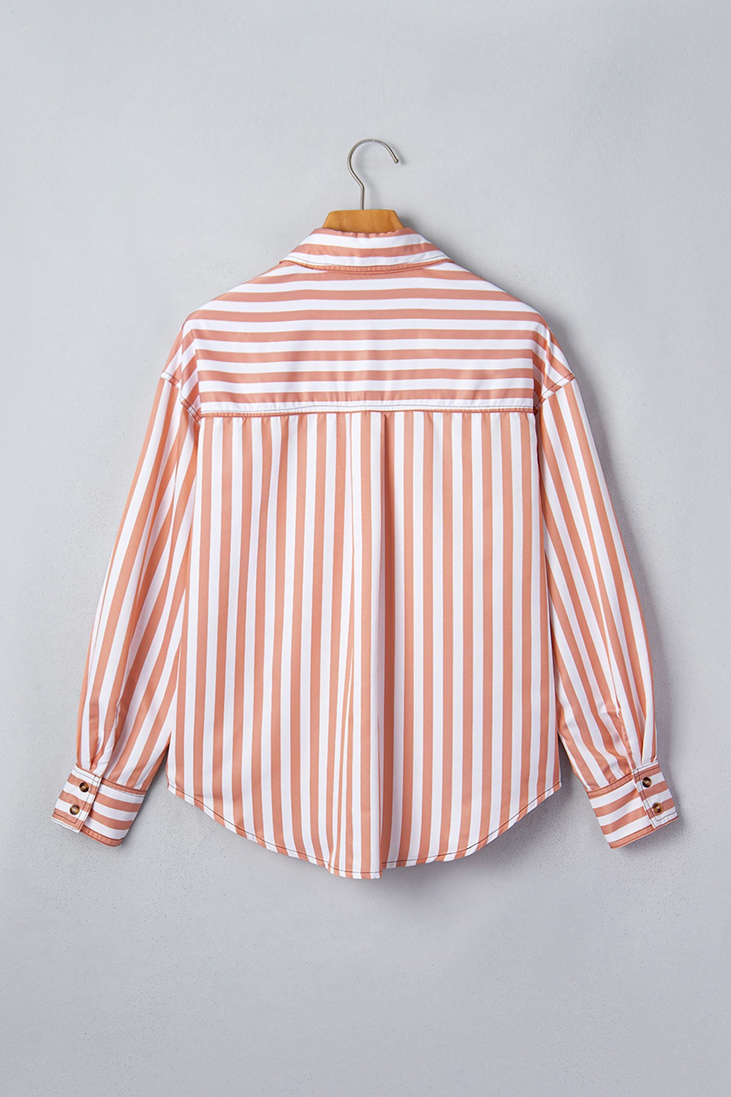 Brown Stripe Western Button Down Long Sleeve Casual Shirt